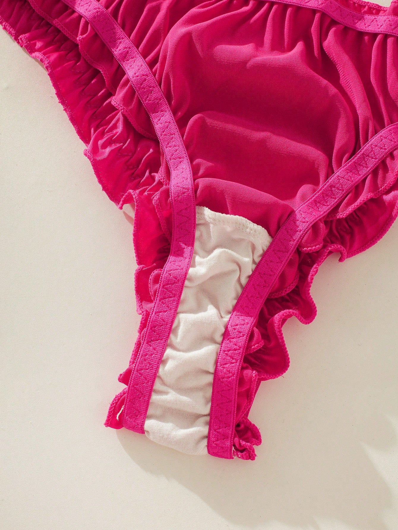 Frill Trim Satin Lingerie Set