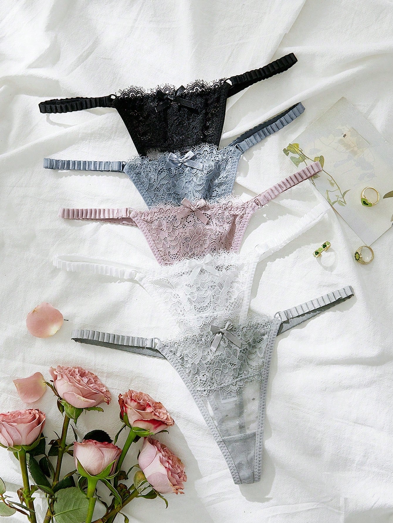 5pack Floral Lace Thong