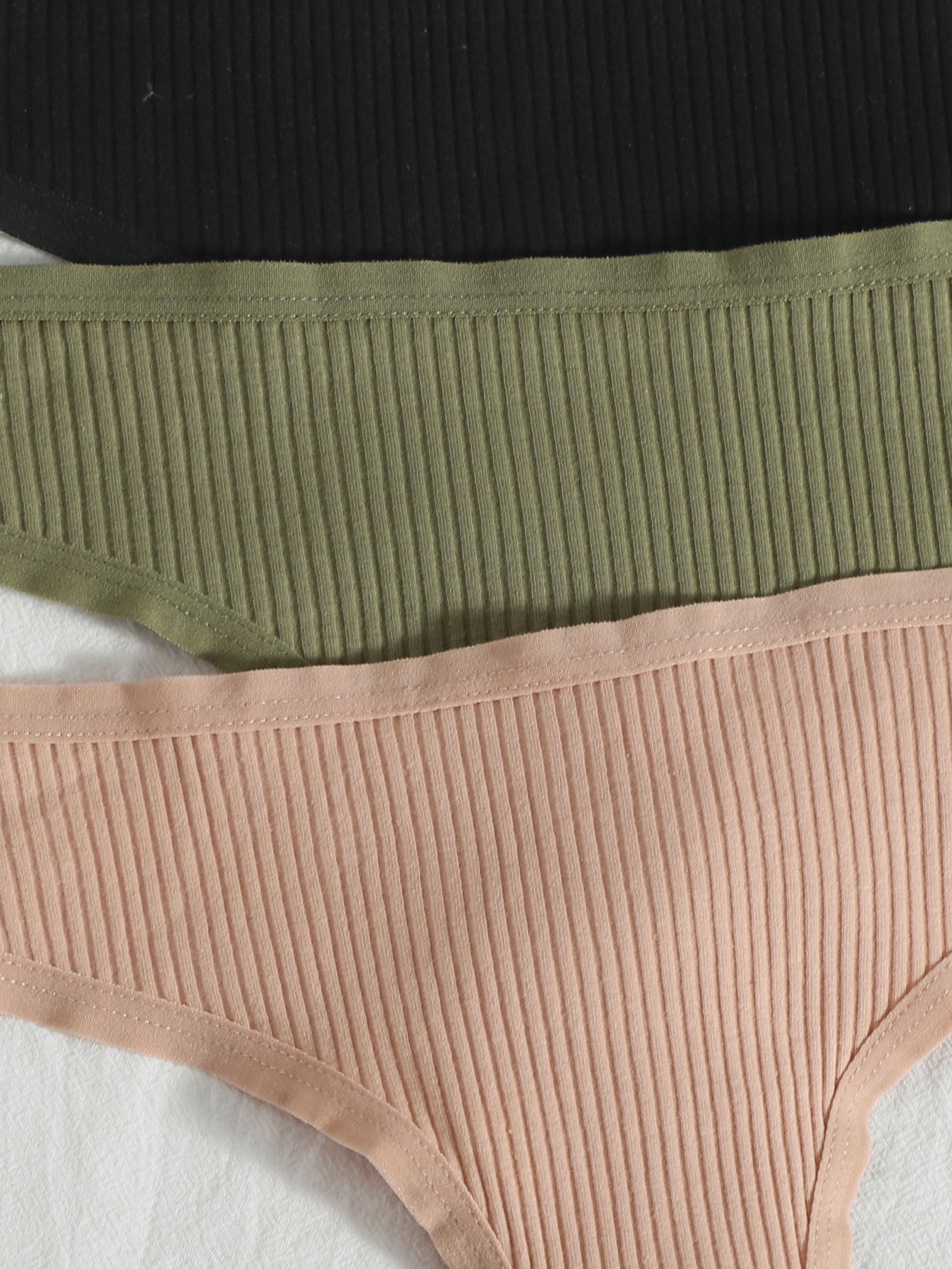 3pack Solid Rib Lingerie Set