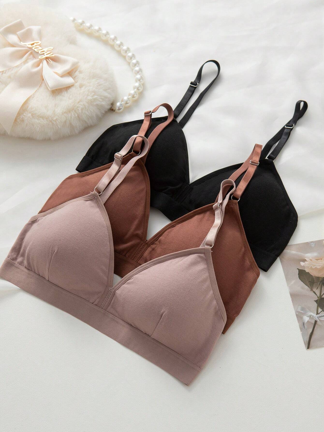 Underwear&amp;Sleepwear Basics 3packs Solid Lingerie Set