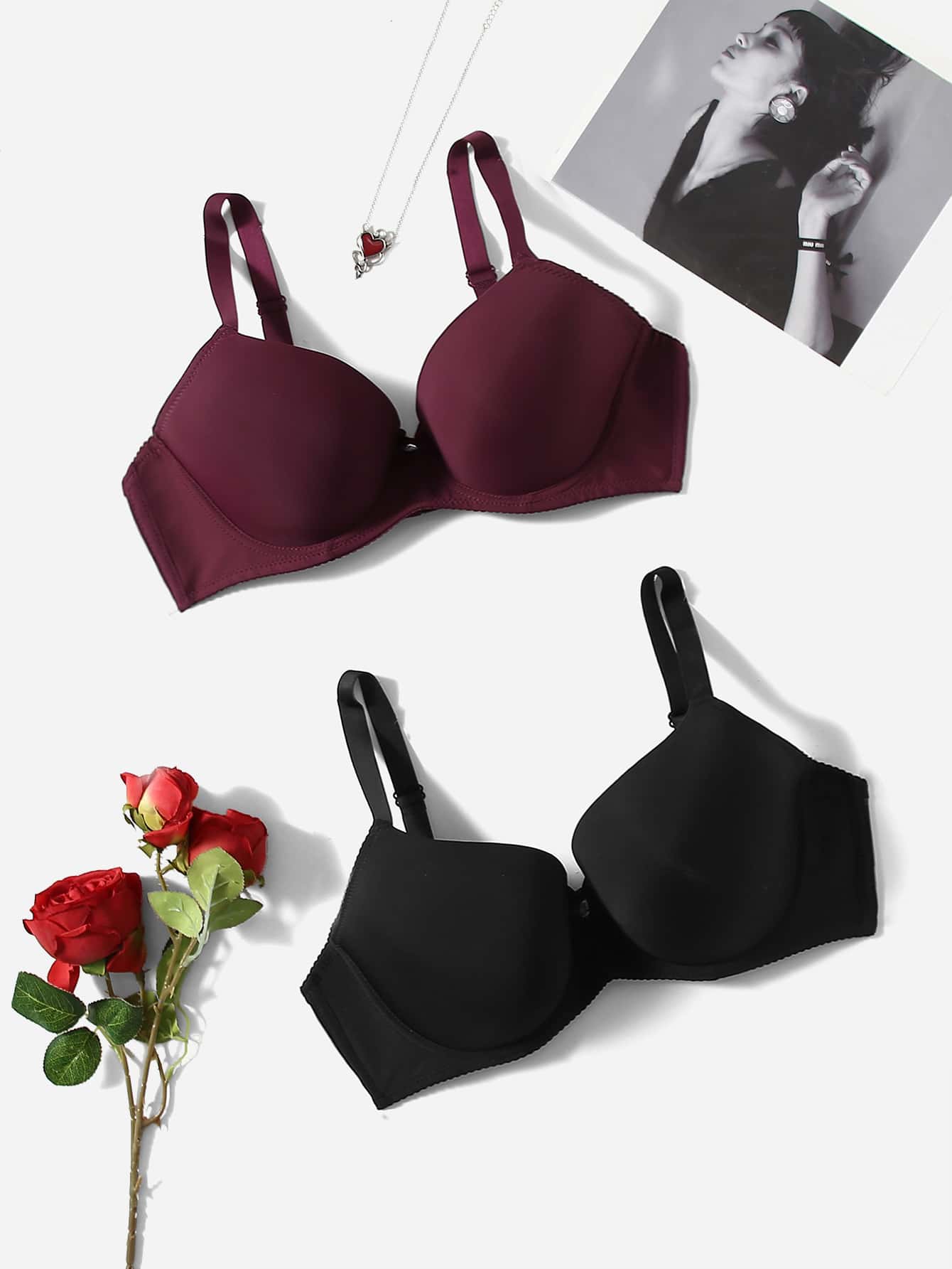 2pack Plus Solid Underwire Bra