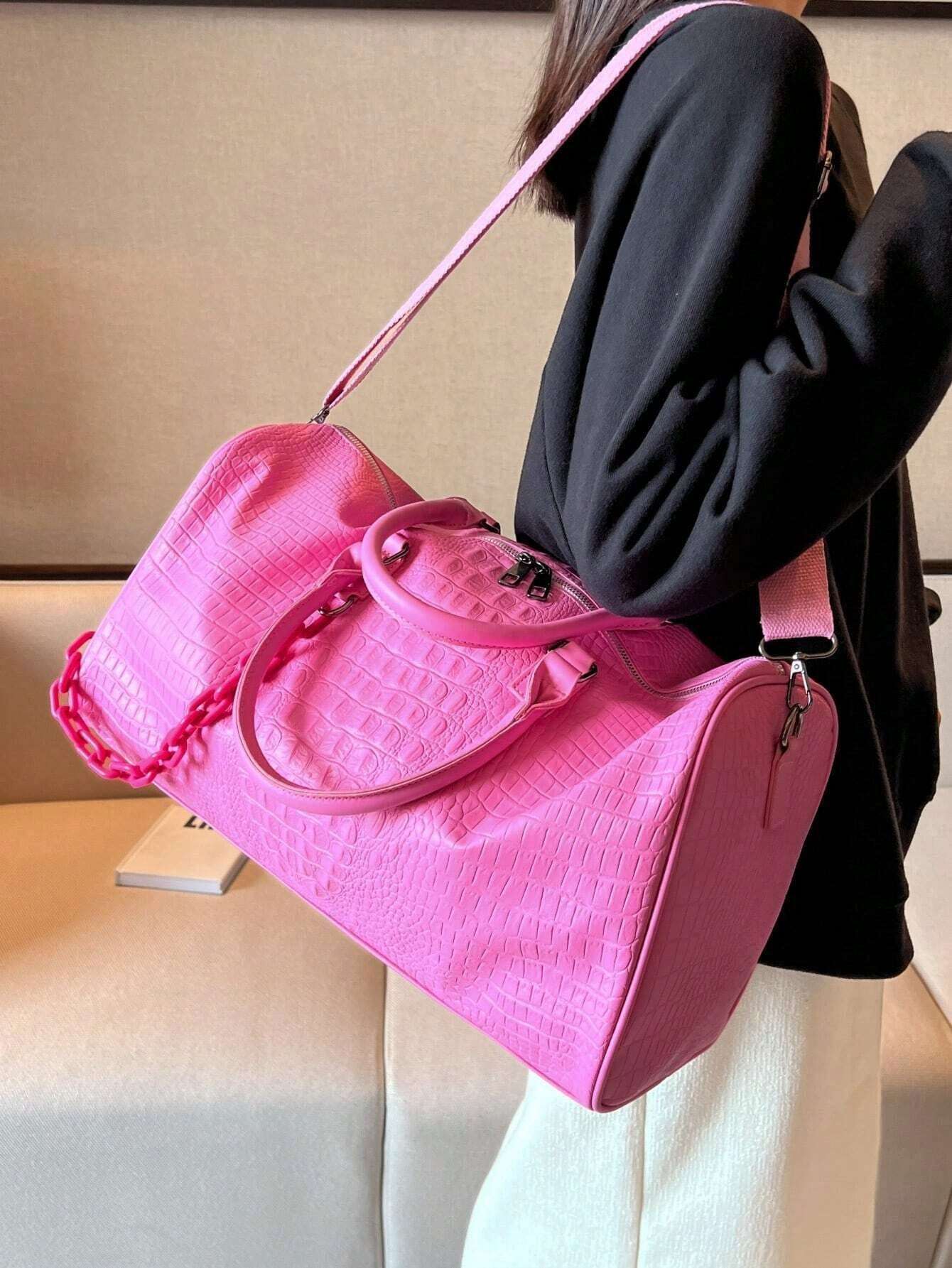 Large Capacity Fashion Printed Luggage Bag, Suitable For Men &amp; Women's Fitness, Travel, Outdoor Sports Storage Bag