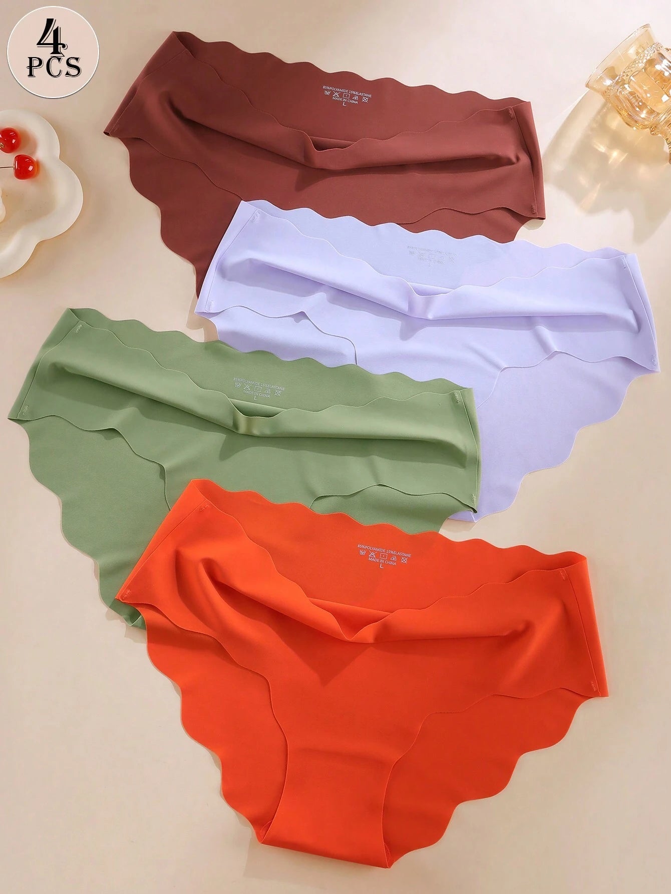 4pcs High Quality Plus Size Seamless Ice Silk Women's Underwear