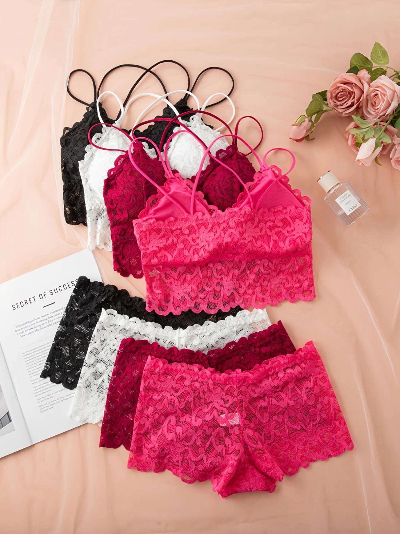 4pcs Set Sexy Comfortable Fashion Casual Lace Women's Underwear Set