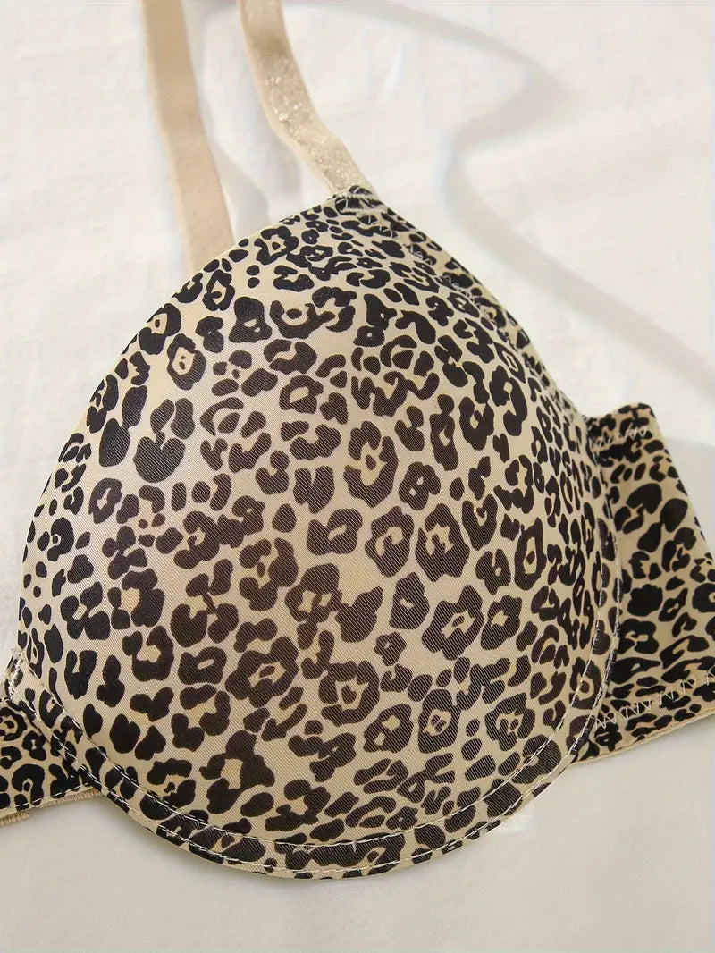 5pcs Leopard & Solid T-Shirt Bras