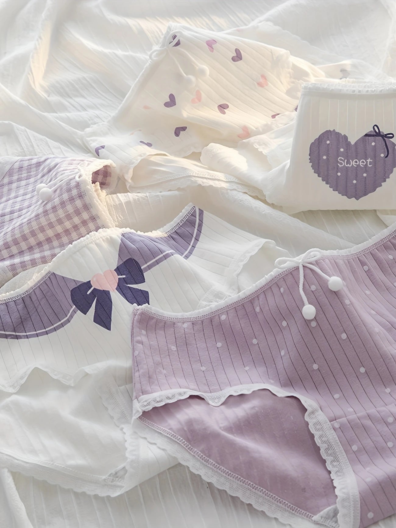 5pcs Cute Comfy Breathable Stretchy Intimates Panties