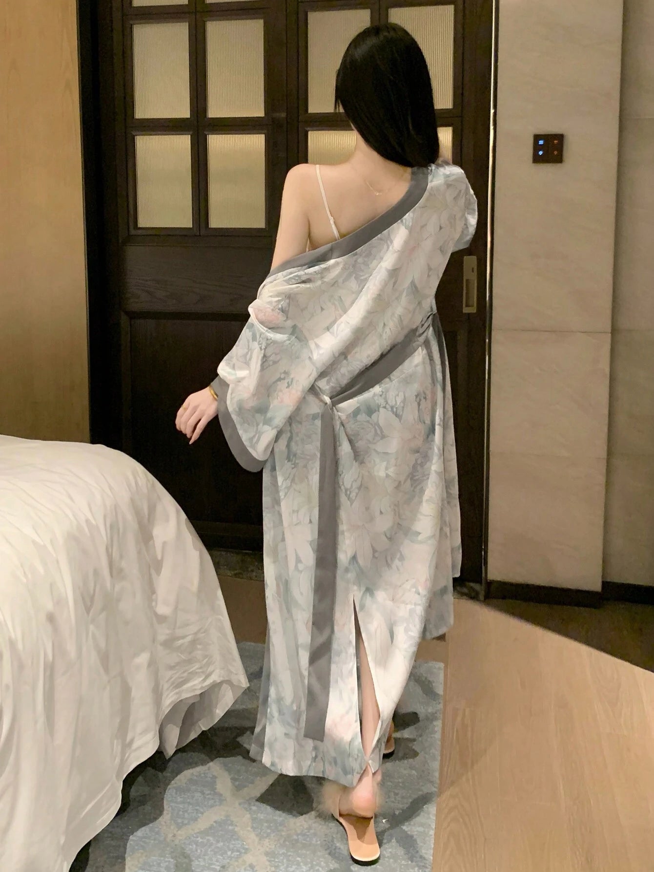 DAZY Floral Printed Patchwork Lace Pajama Set