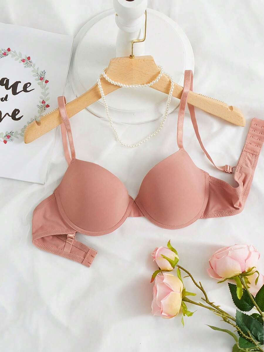 Solid Underwire Push Up Bra