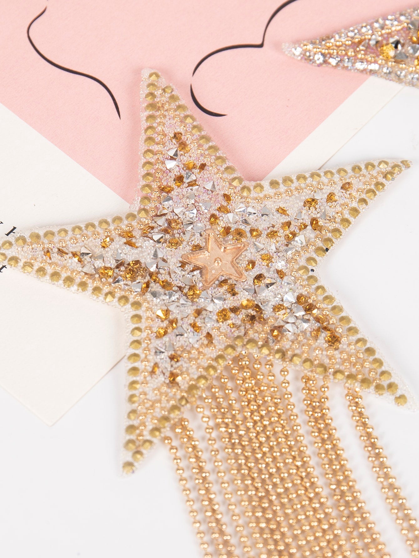 Plus 1pair Fringe Hem Studded Star Shaped Nipple Cover