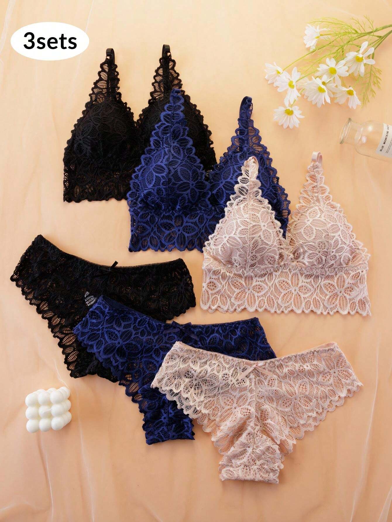 Sexy Fashionable Street Style Casual Women's Underwear Set With Lace &amp; Back Beautifying Bra