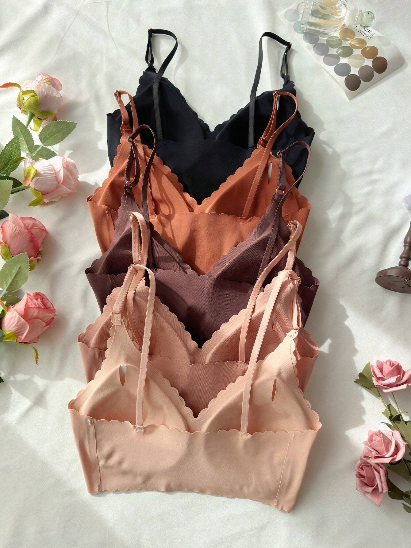 5pcs Women's Strapless Bra With Invisible Adhesive