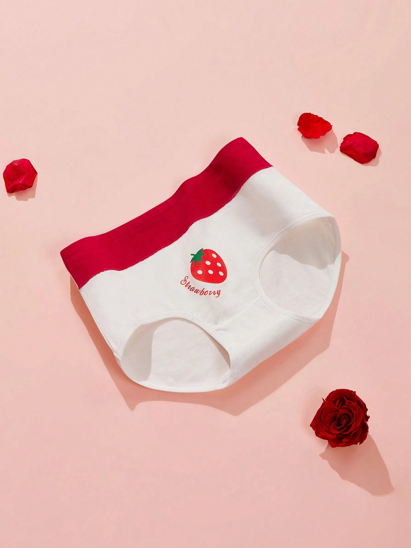3pcs Strawberry Print High Waisted Seamless Panties