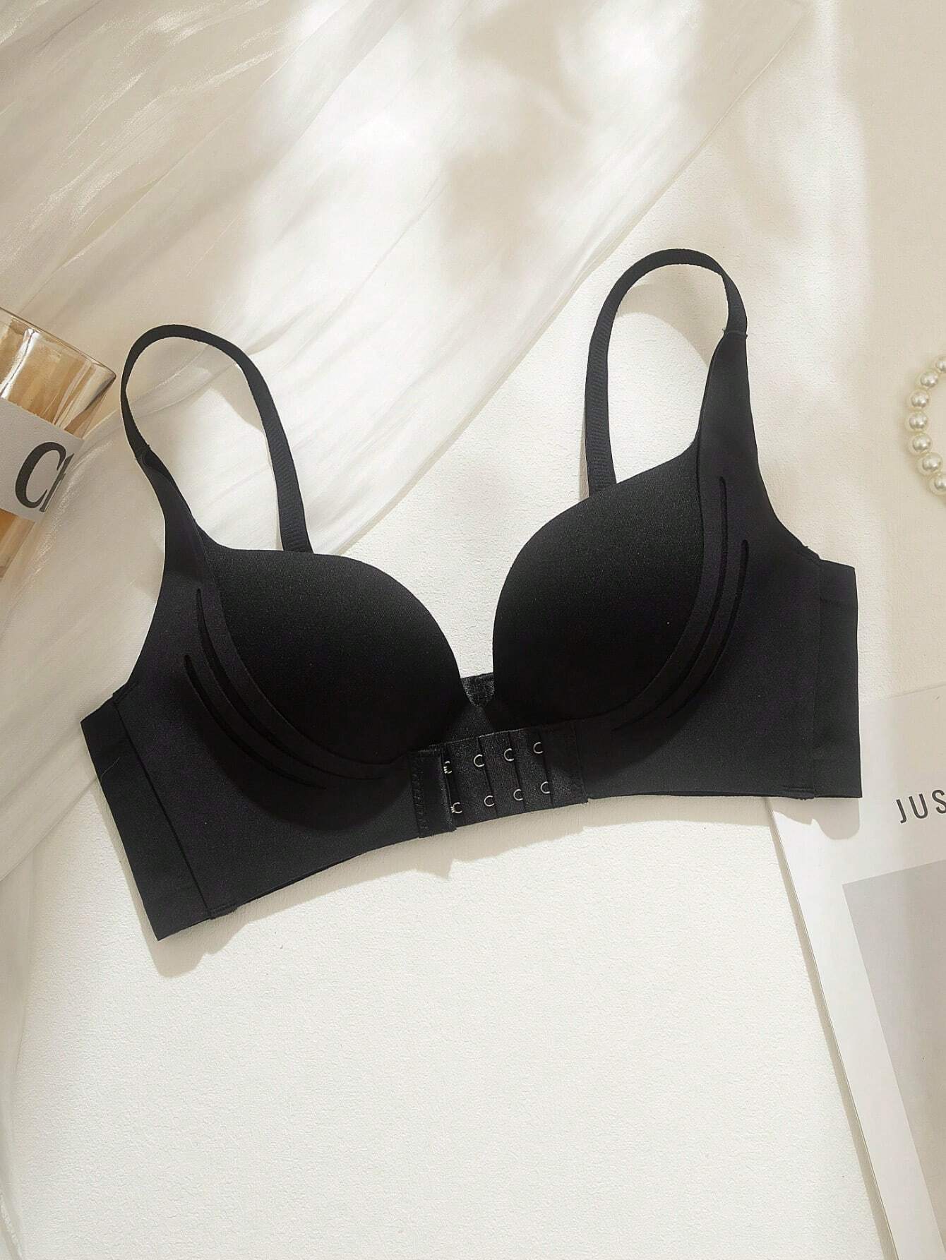 Women's White Padded Underwire Bra - Enhances Cleavage For Small Bust Black