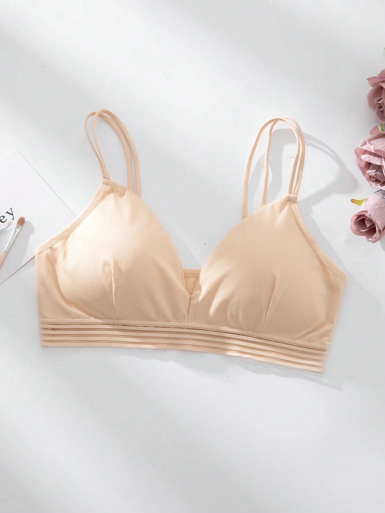 Basics 4pack Rib Mesh Trim Bra Set