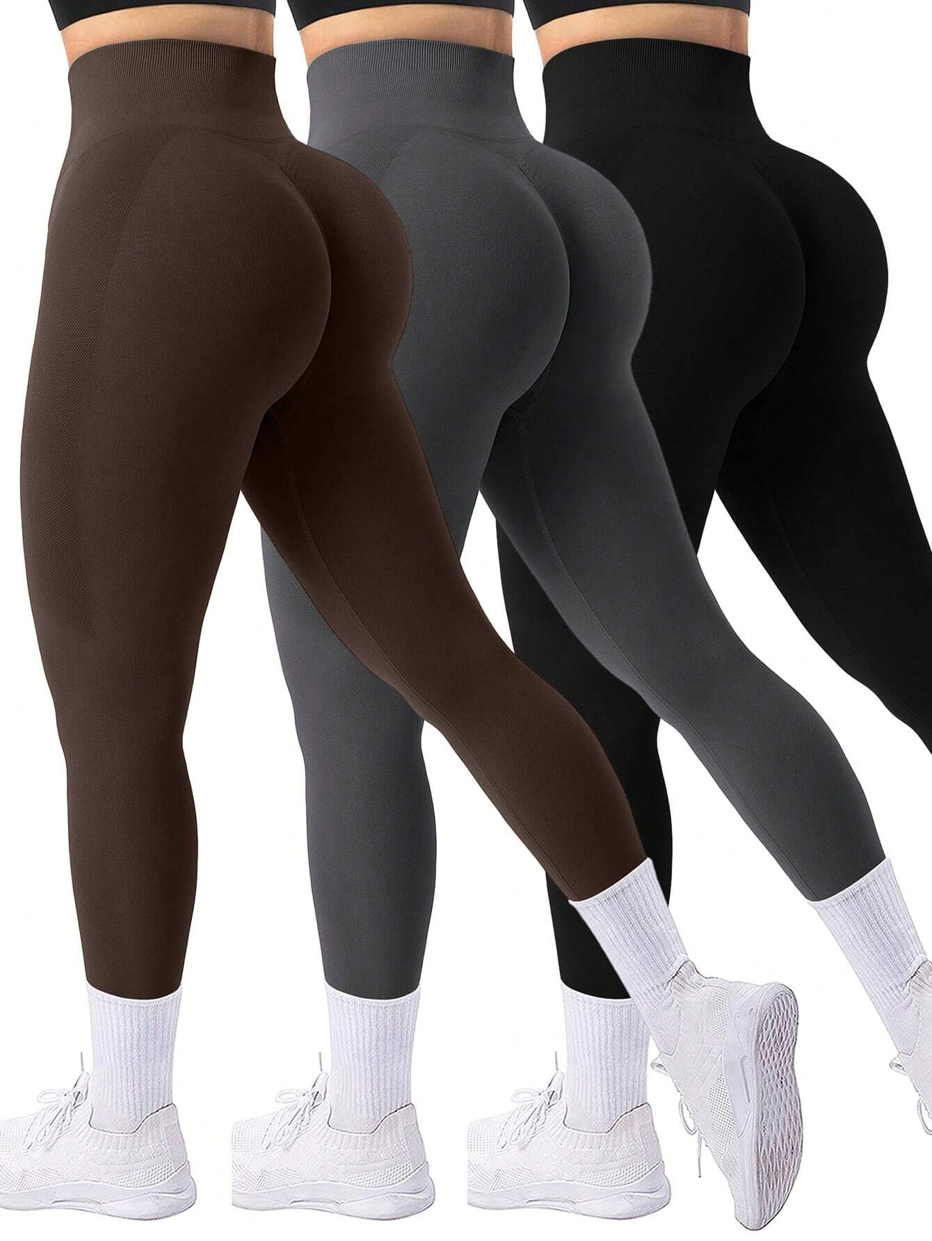 Sport Women Solid Color High Waist Minimalist Seamless Stretchy Leggings