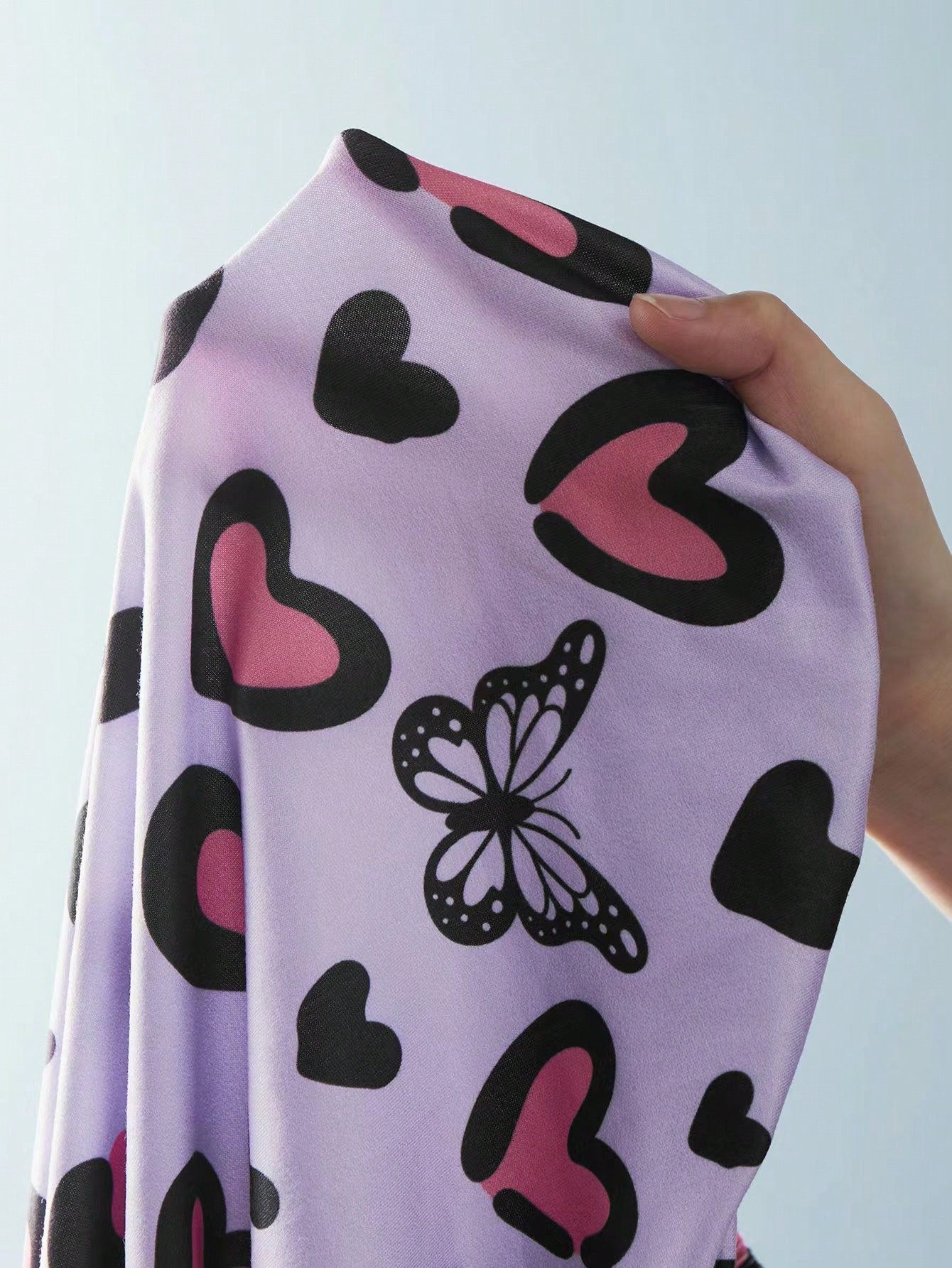 Heart &amp; Butterfly Graphic Pocket Patched Tee &amp; Shorts PJ Set