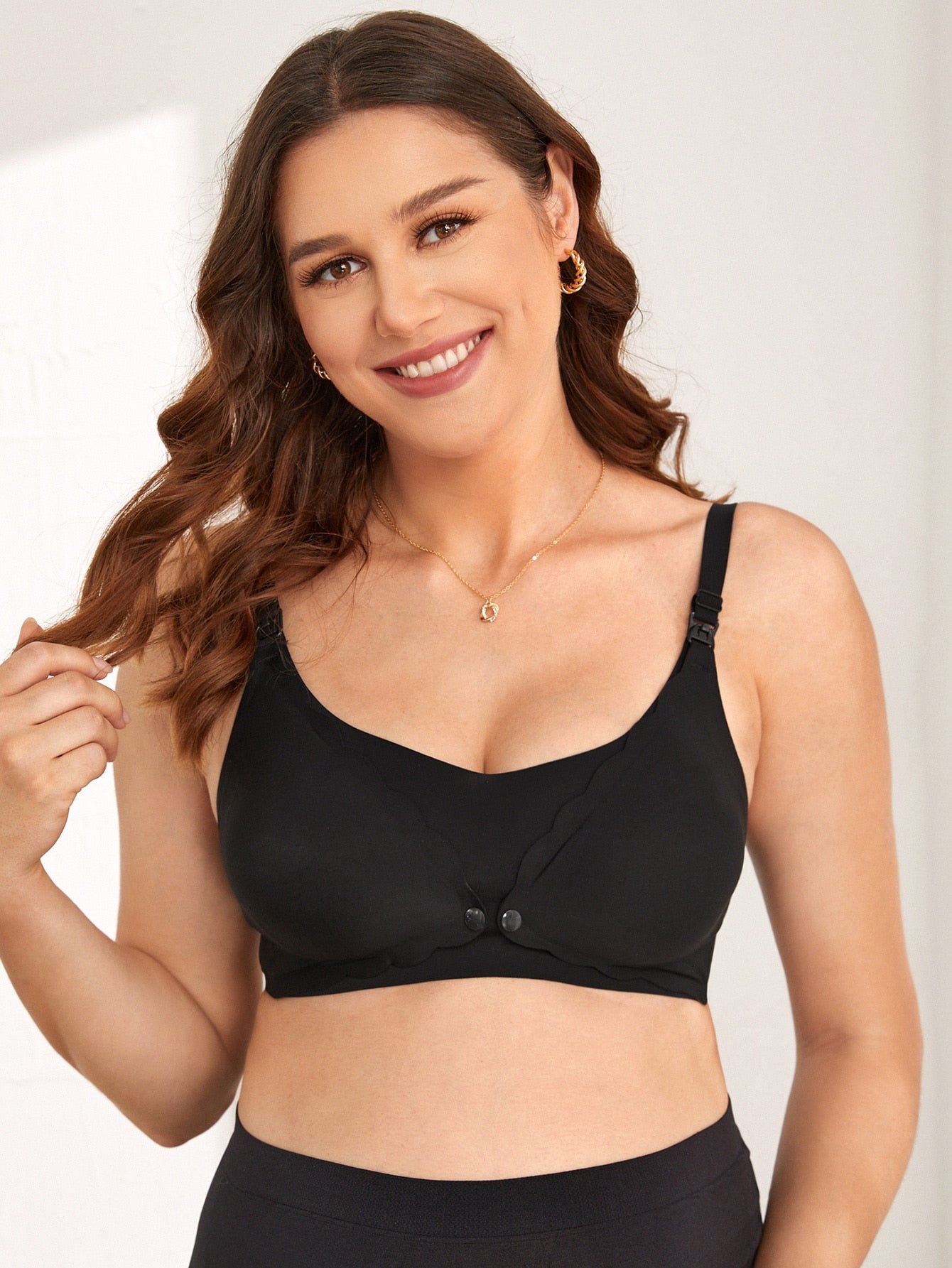 SHEIN Maternity Scallop Trim Nursing Bralette