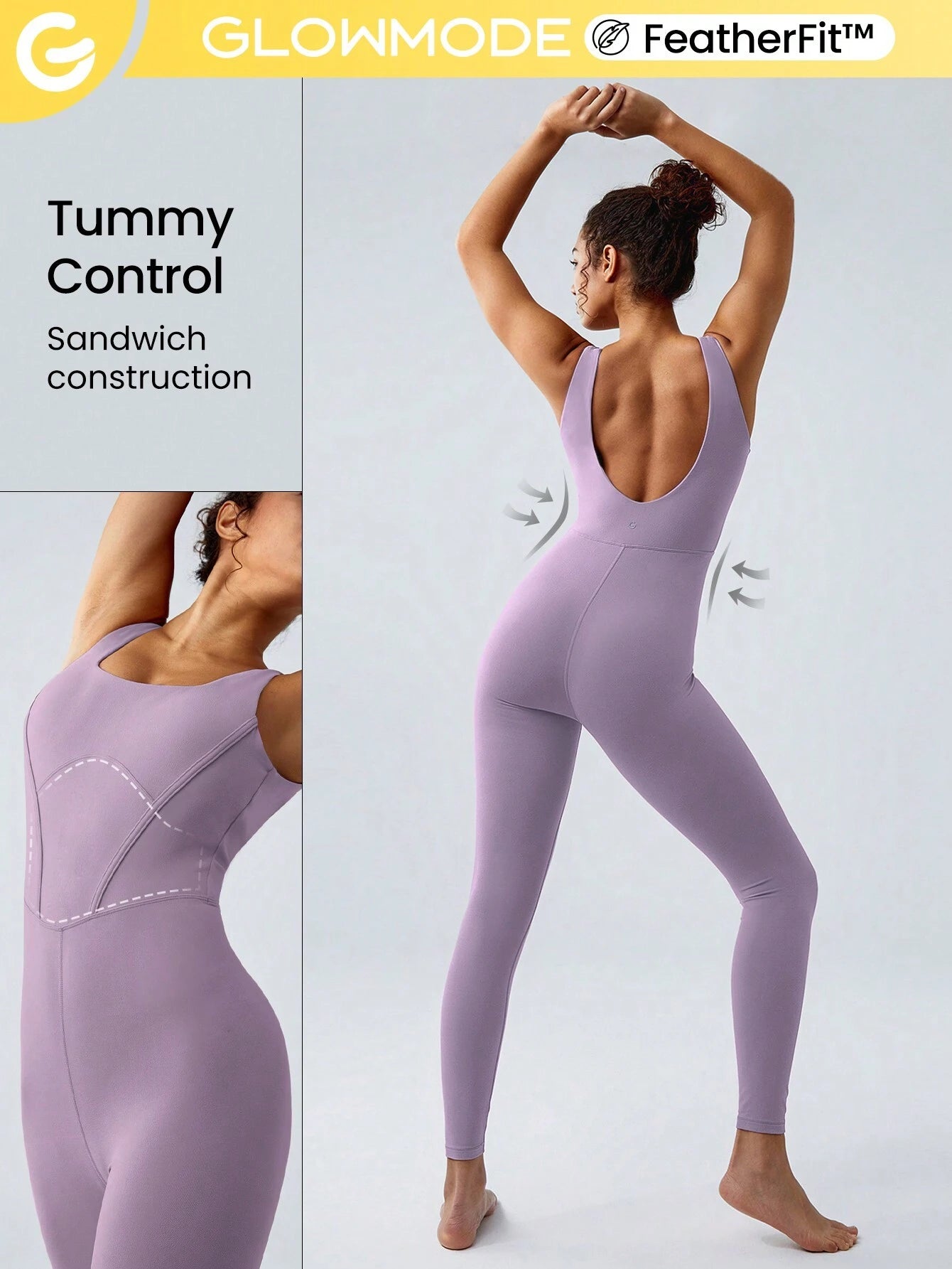 GLOWMODE 25" FeatherFit™ Tummy Control Gym Bodysuit