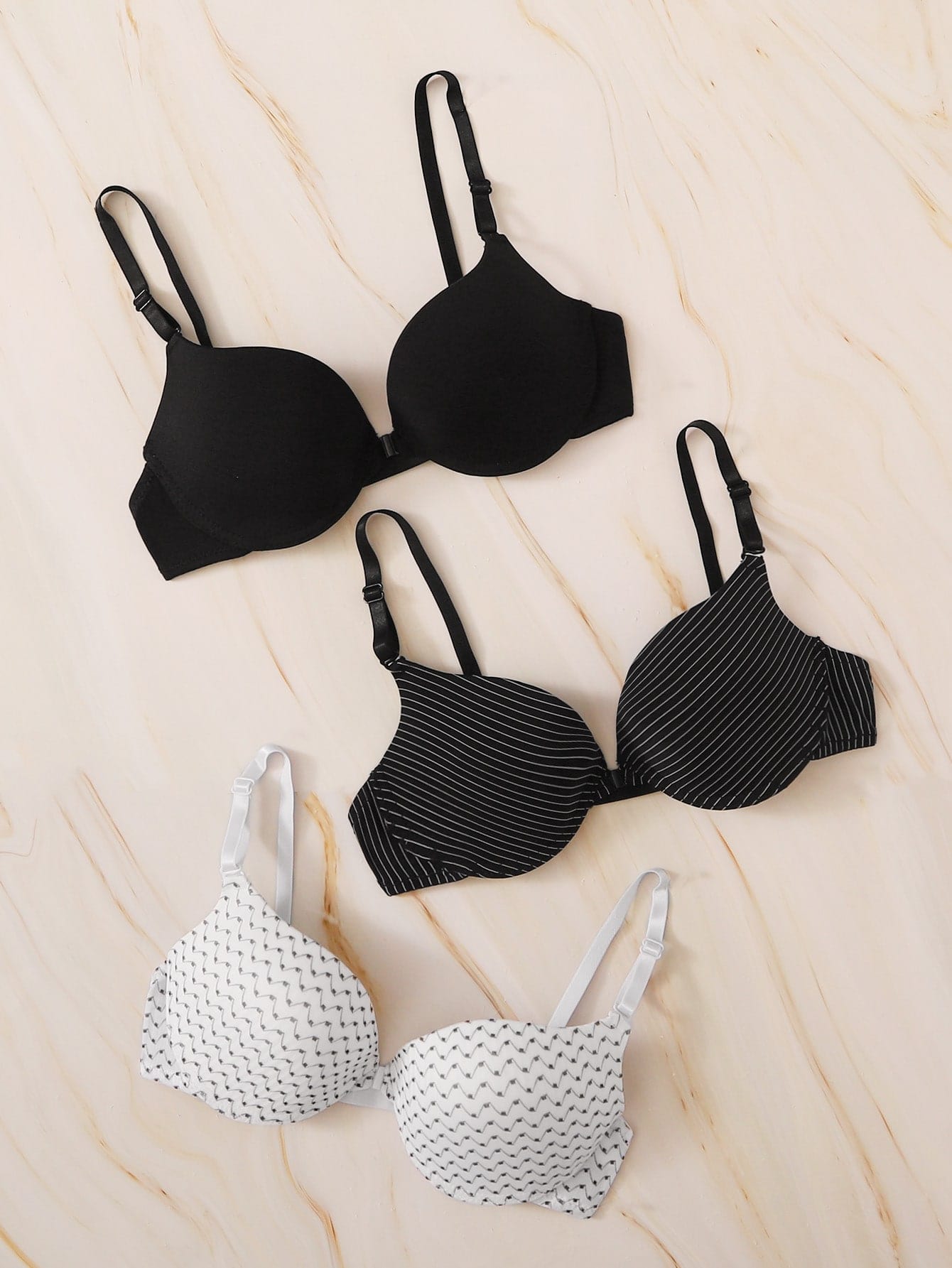 3pack Mixed Print Underwire Bra Set