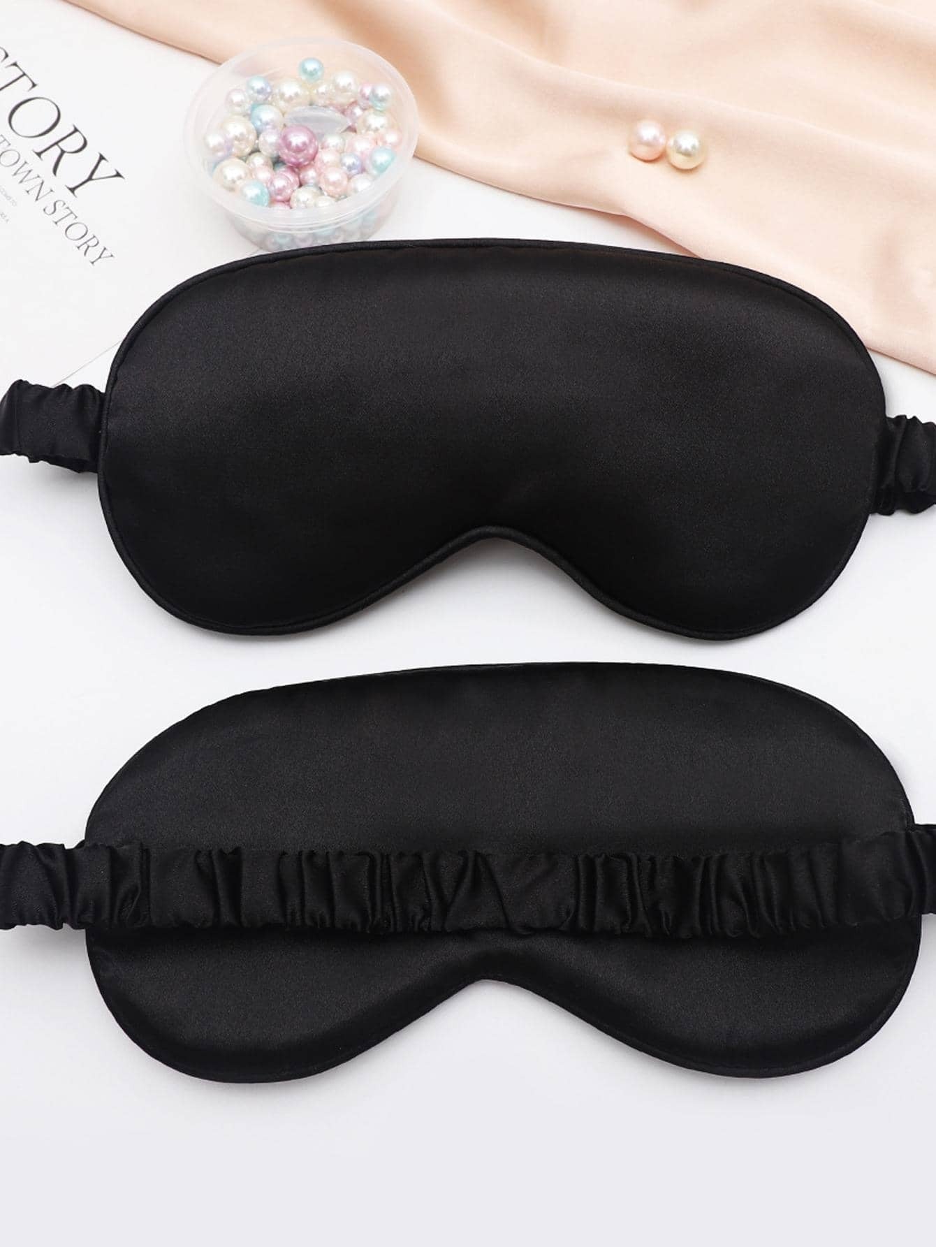 Shading Sleep Eye Mask Imitation Silk Ice Feel Comfortable Black