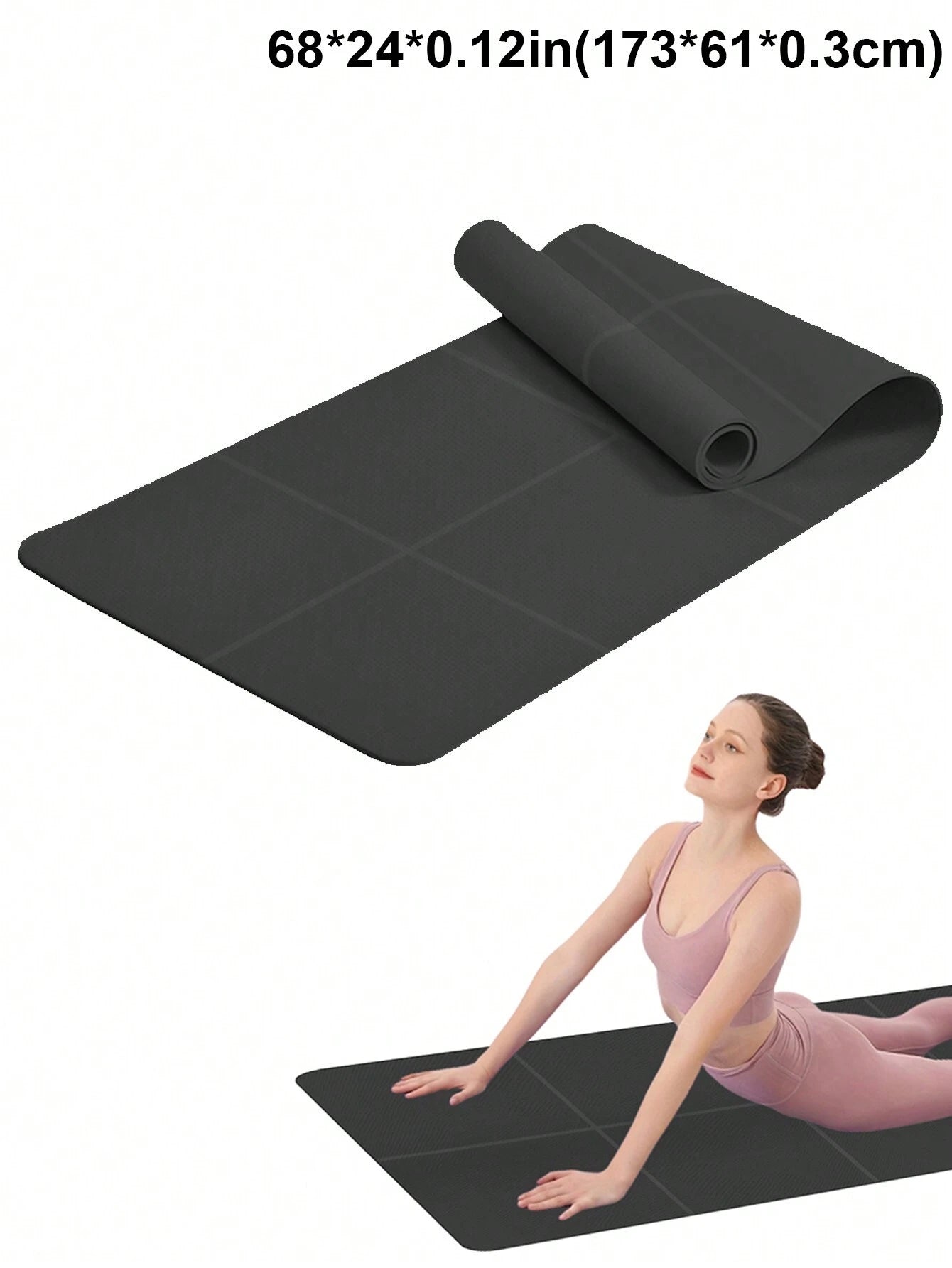 1pc 173*61*0.3cm Eva Yoga Mat For Beginners, Fitness Mat, Dance, Anti-skid Exercise Pad Dark Grey One-Size