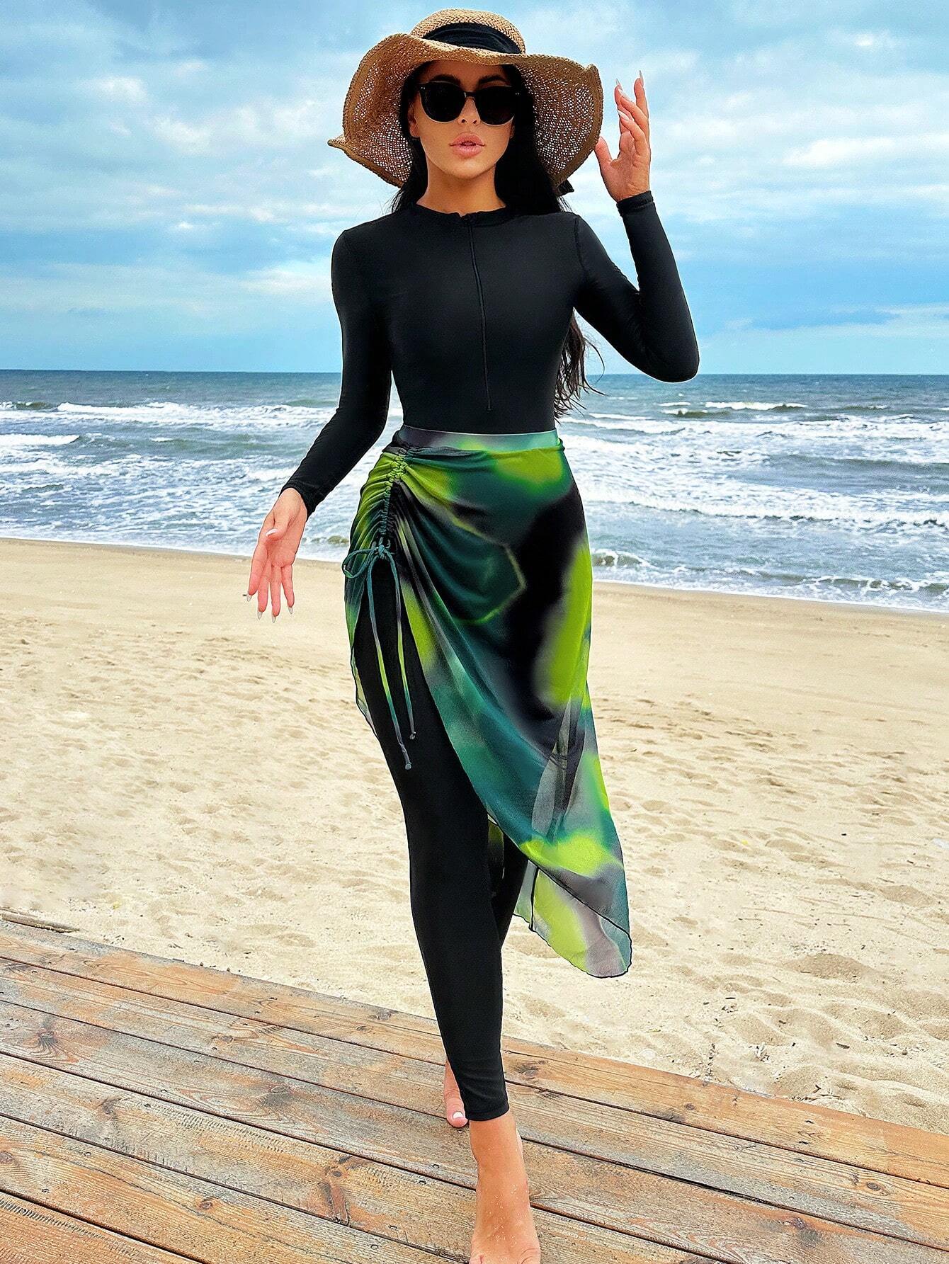 Swim Mulvari Summer Beach Women's One-Piece Swimsuit Set