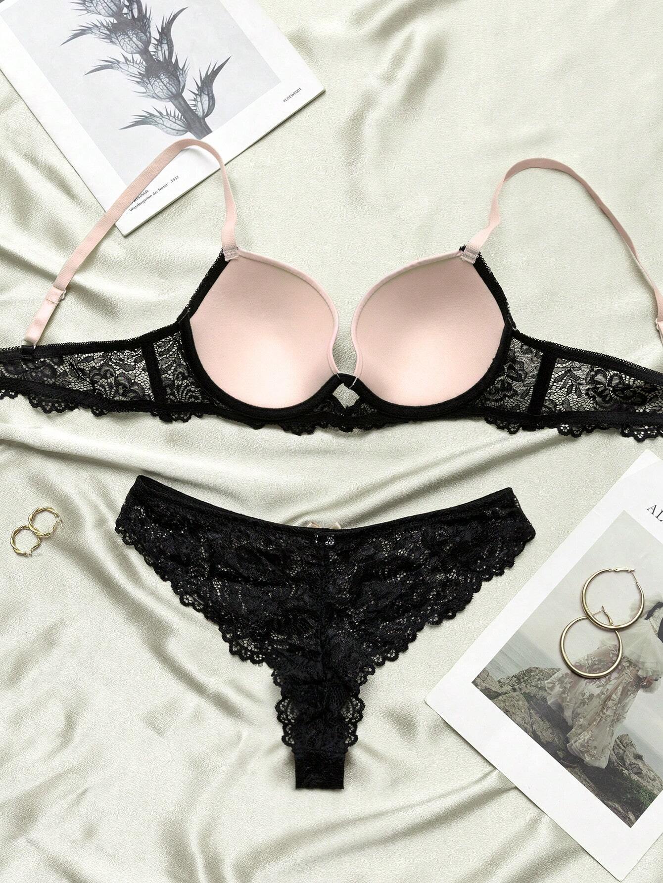 Nina Bonheur 2pcs Women's Swimsuit Fabric + Lace Molded Cup Underwear Set