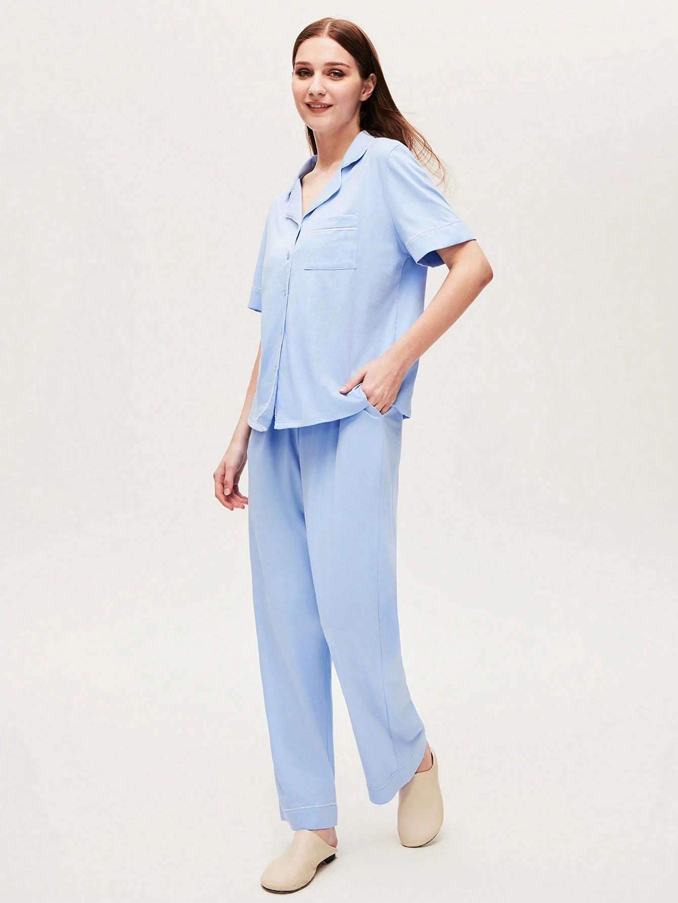 LUVLETTE Soft Cotton &amp; Modal Ginger Yellow Basic Long Women Bridesmaid Pajama Sets