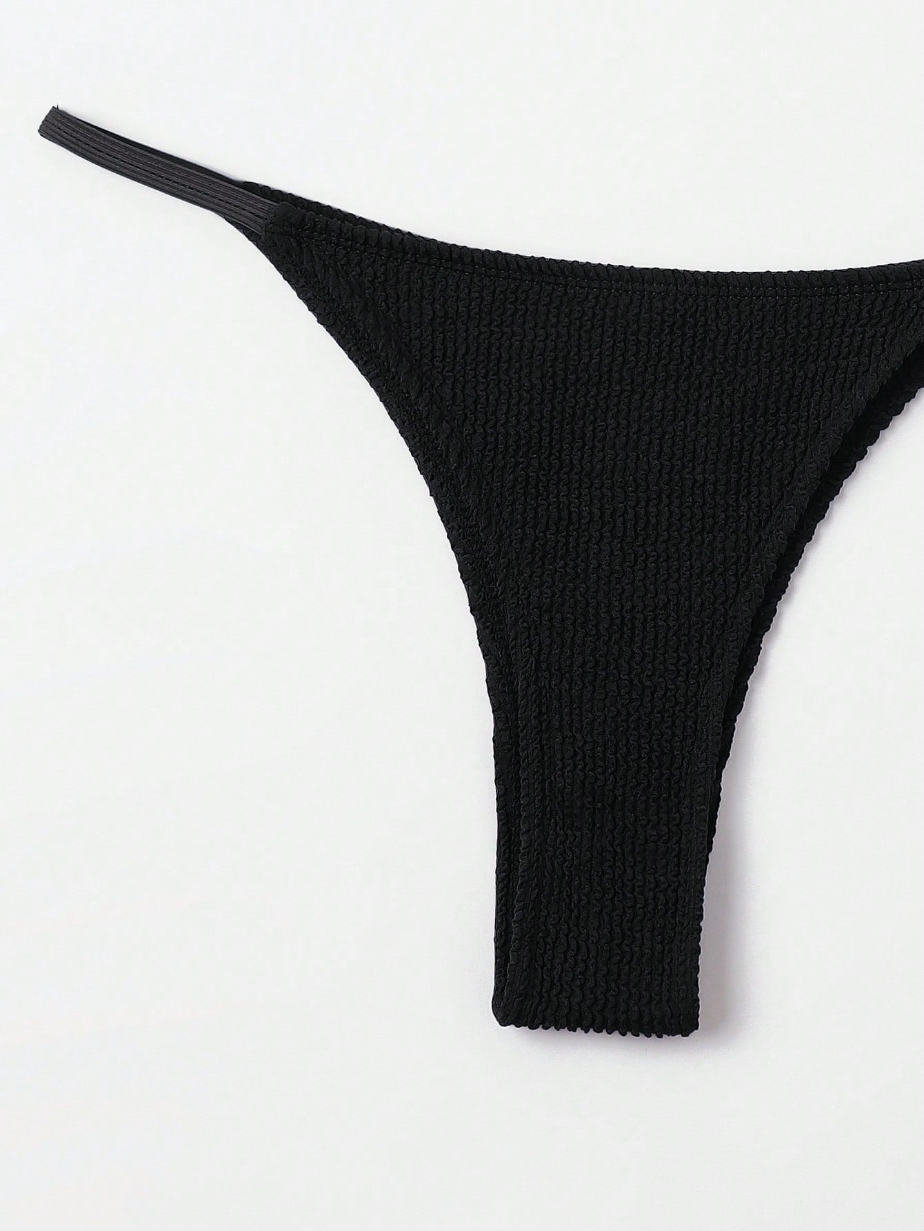 Contrast Binding Triangle Thong Bikini Swimsuit