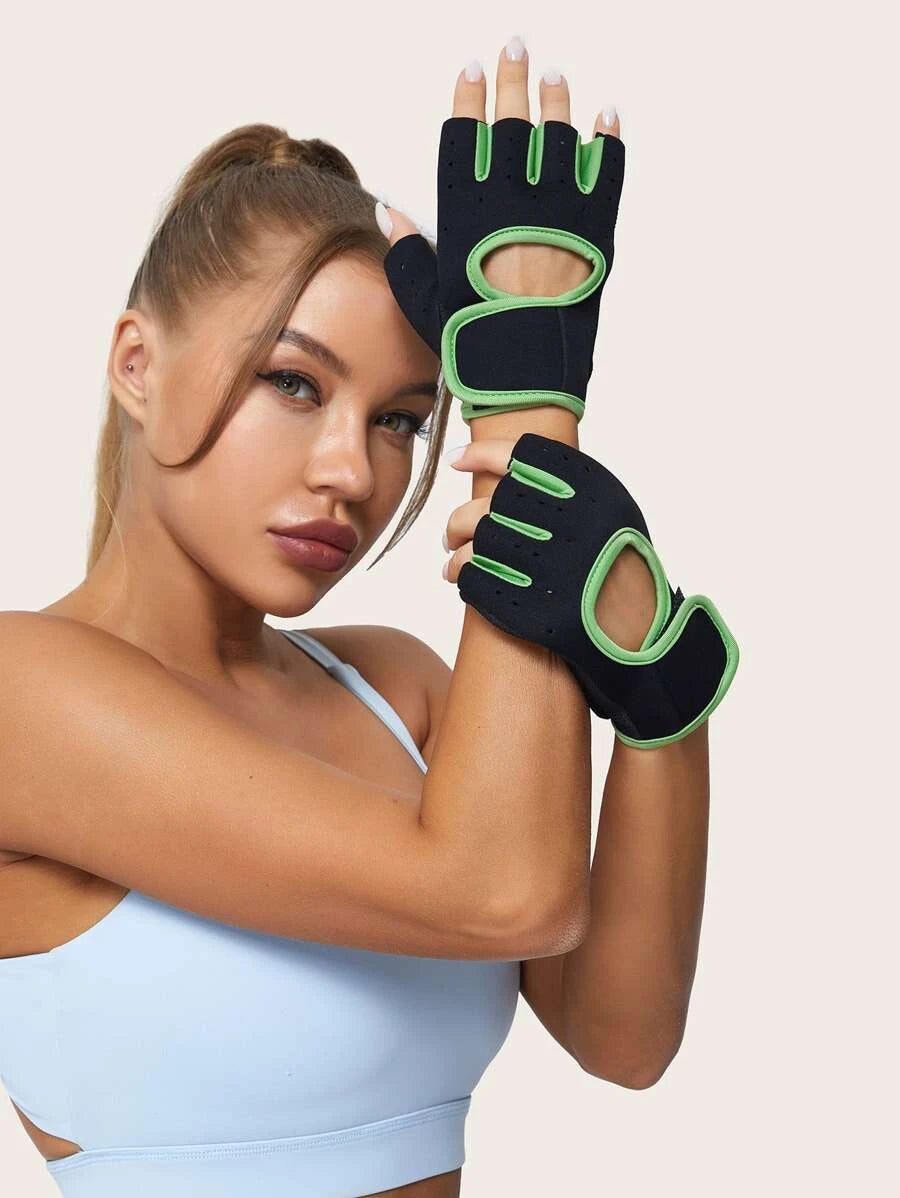 1pair Cycling Half-finger Fitness Gloves One-Size Black 2