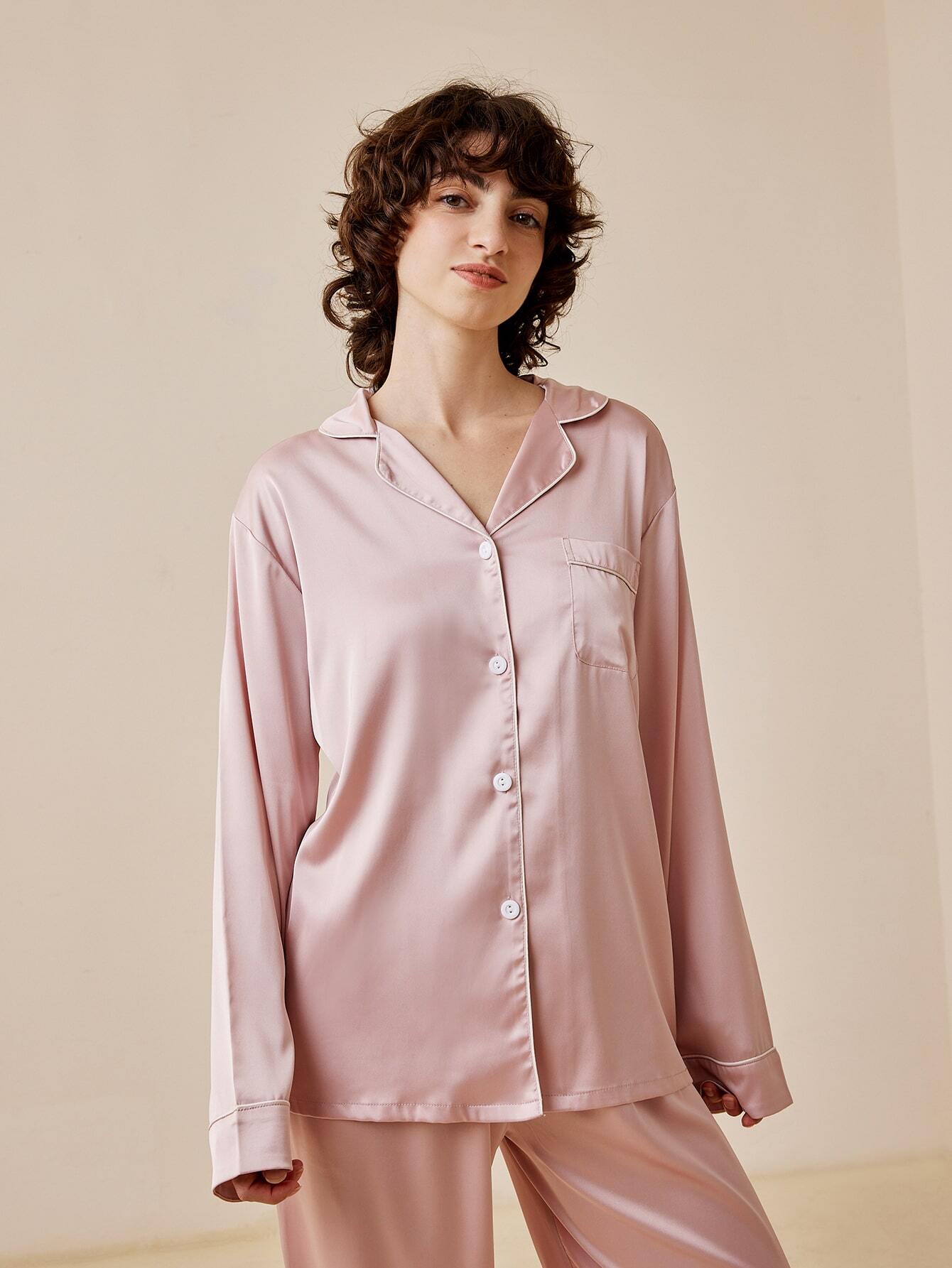 LUVLETTE Textured Satin-Jacquard Long Pajama Sets