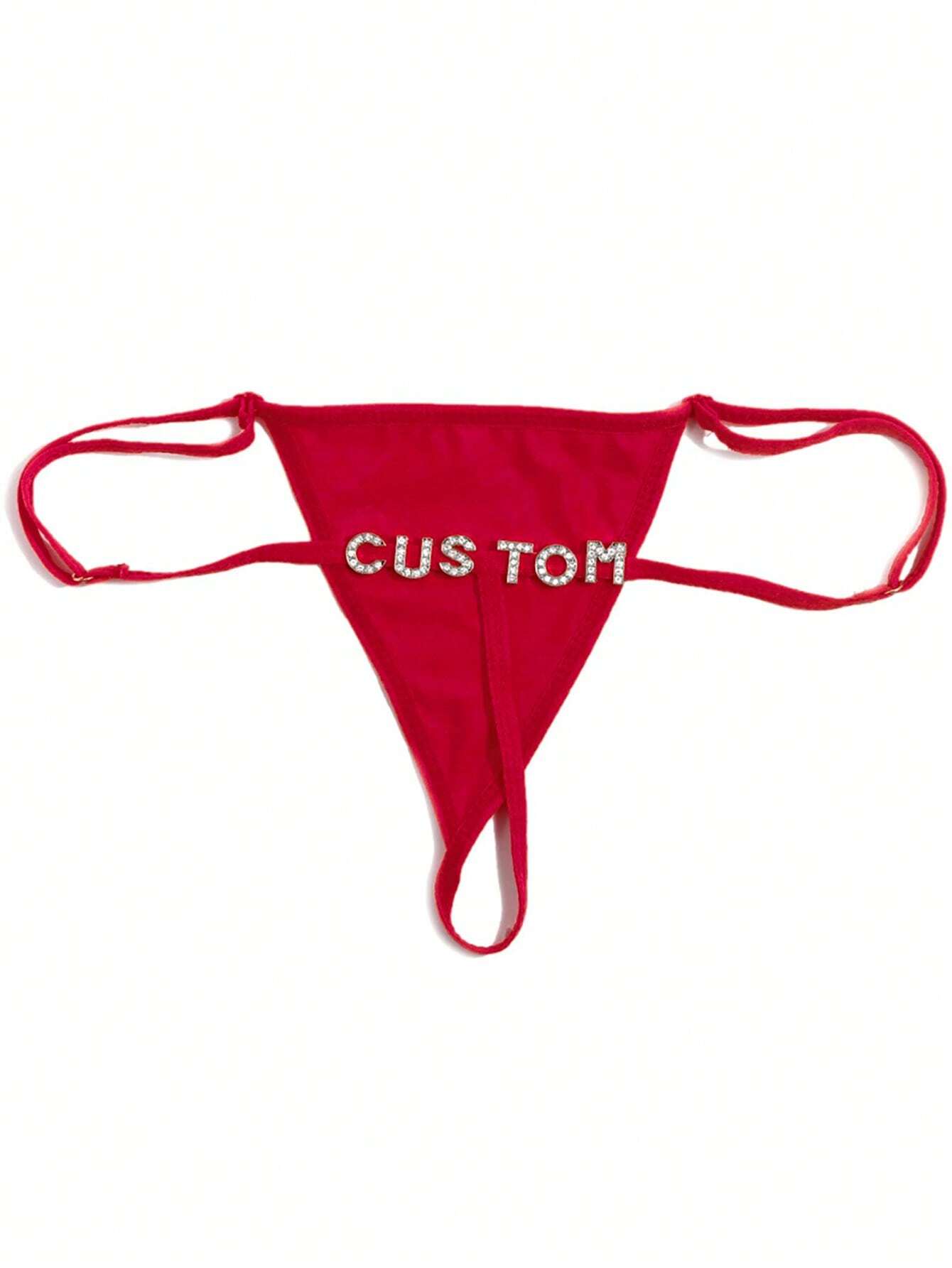 Custom Thong G-Strings With Gold Charms Name Personalized Charm Thong Burgundy One-Size