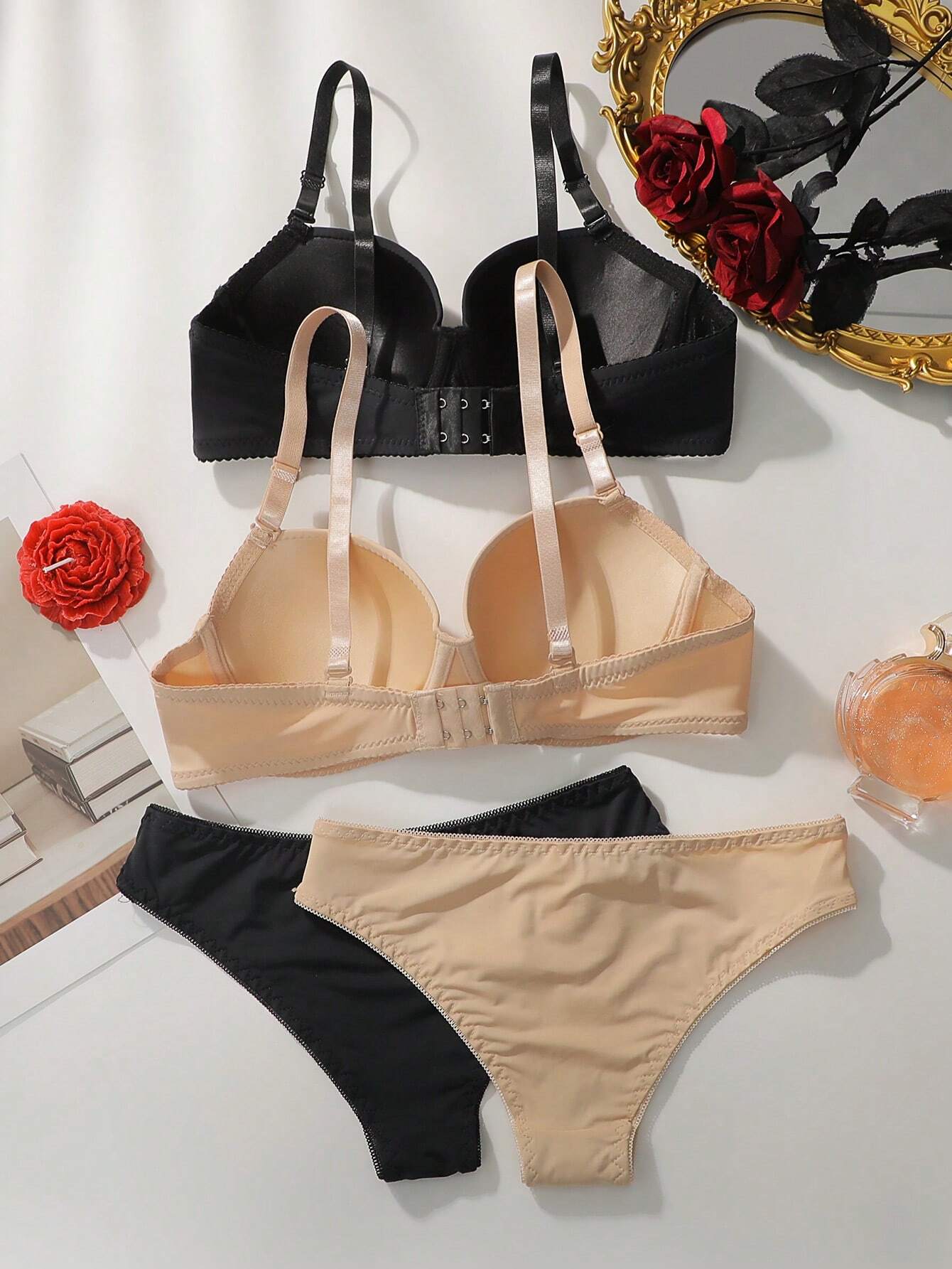 Underwear&amp;Sleepwear Basics Women's Solid Color Bra With Underwire And Triangle Underwear