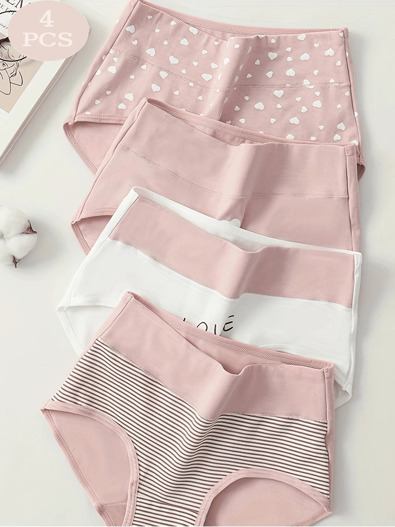 4pcs/set Comfortable &amp; Breathable Ladies' Triangle Panties