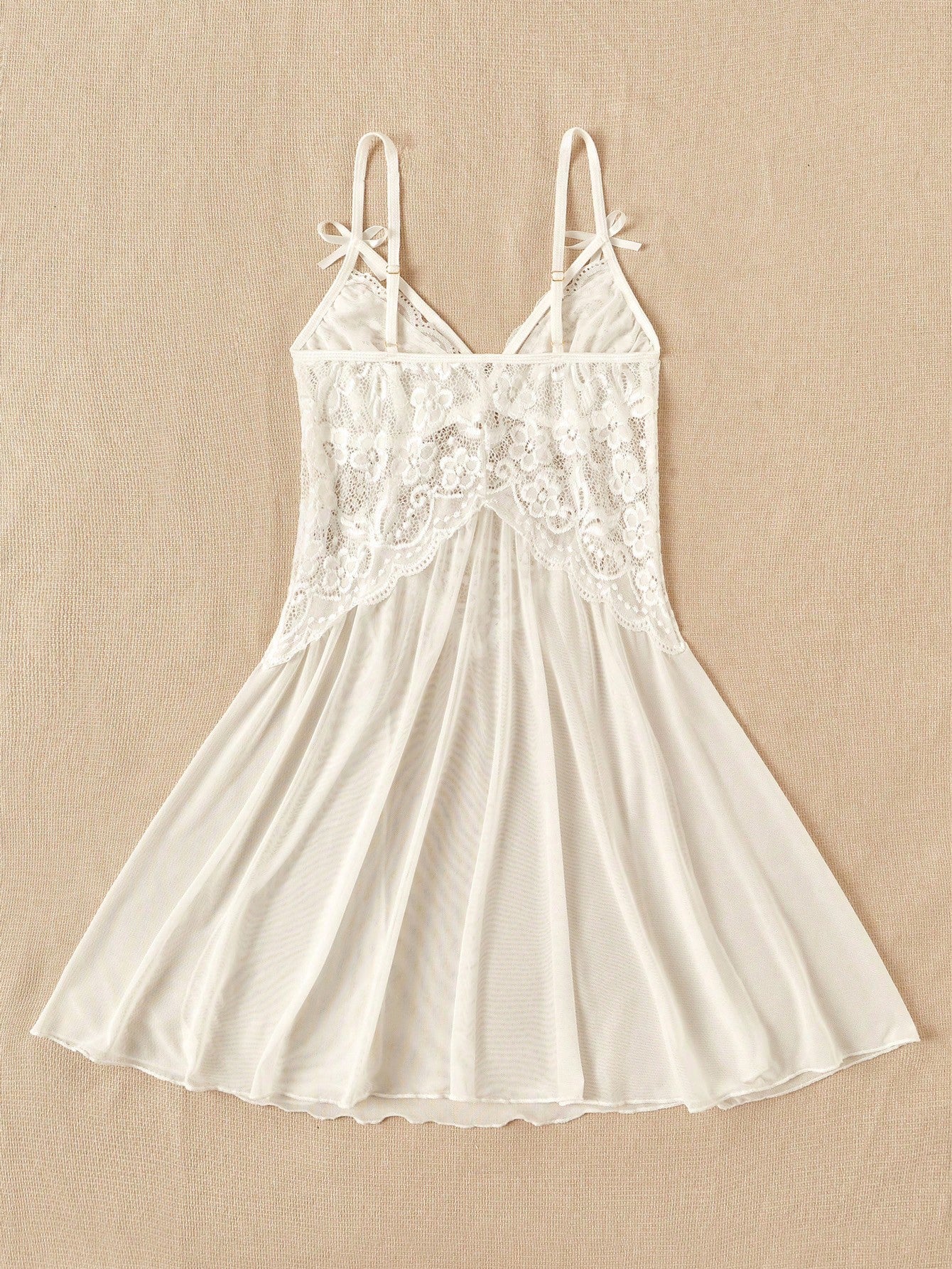 Contrast Lace Mesh Harness Slips