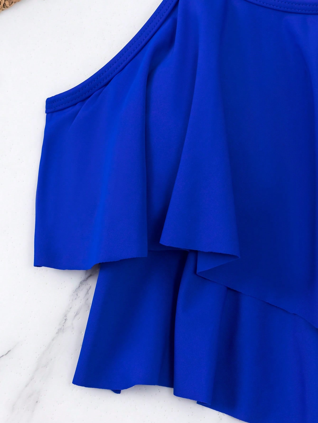 SHEIN Swim Vcay Ruffle Hem Ruched Bikini Swimsuit