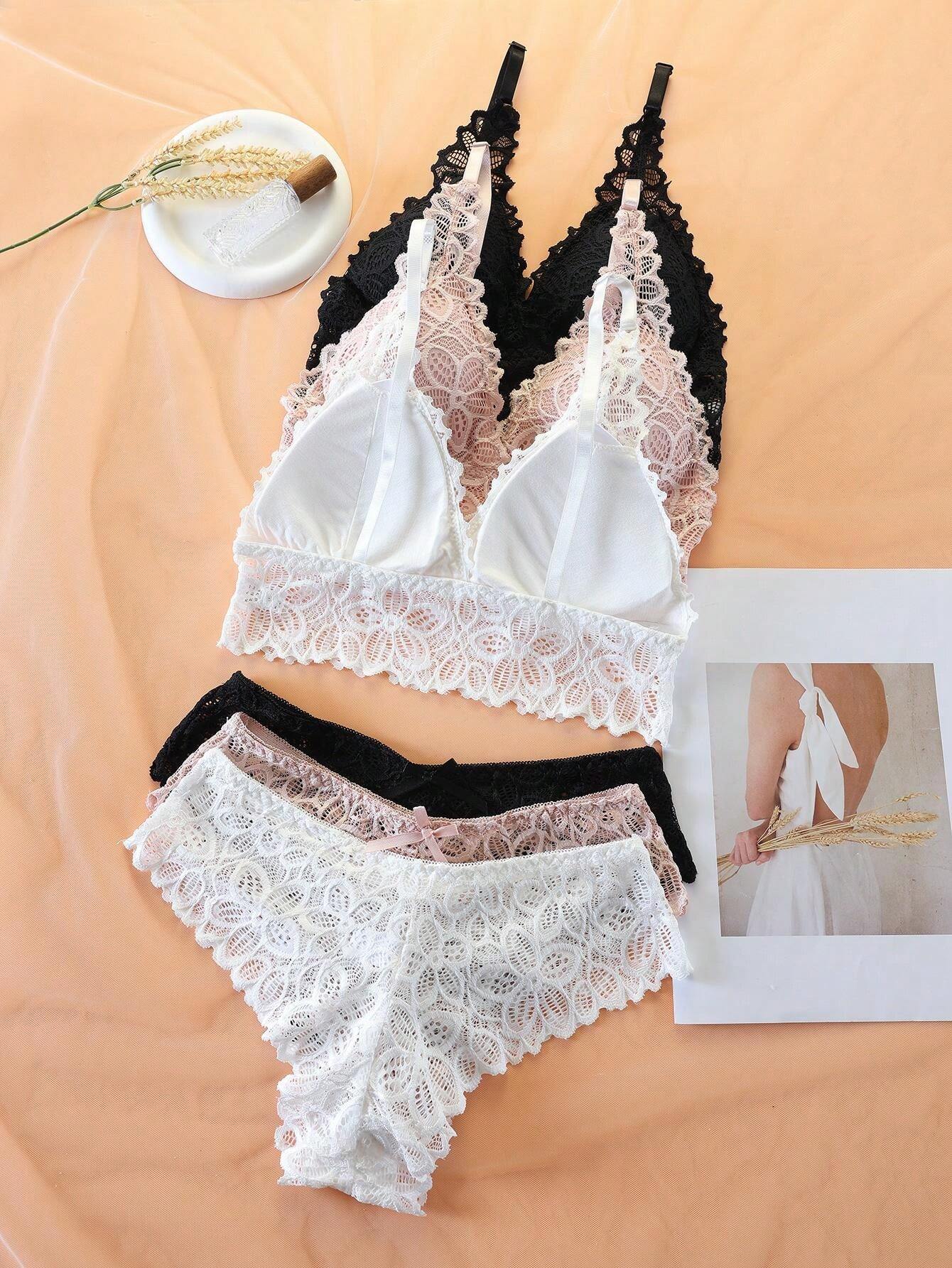 Sexy Fashionable Street Style Casual Women's Underwear Set With Lace &amp; Back Beautifying Bra