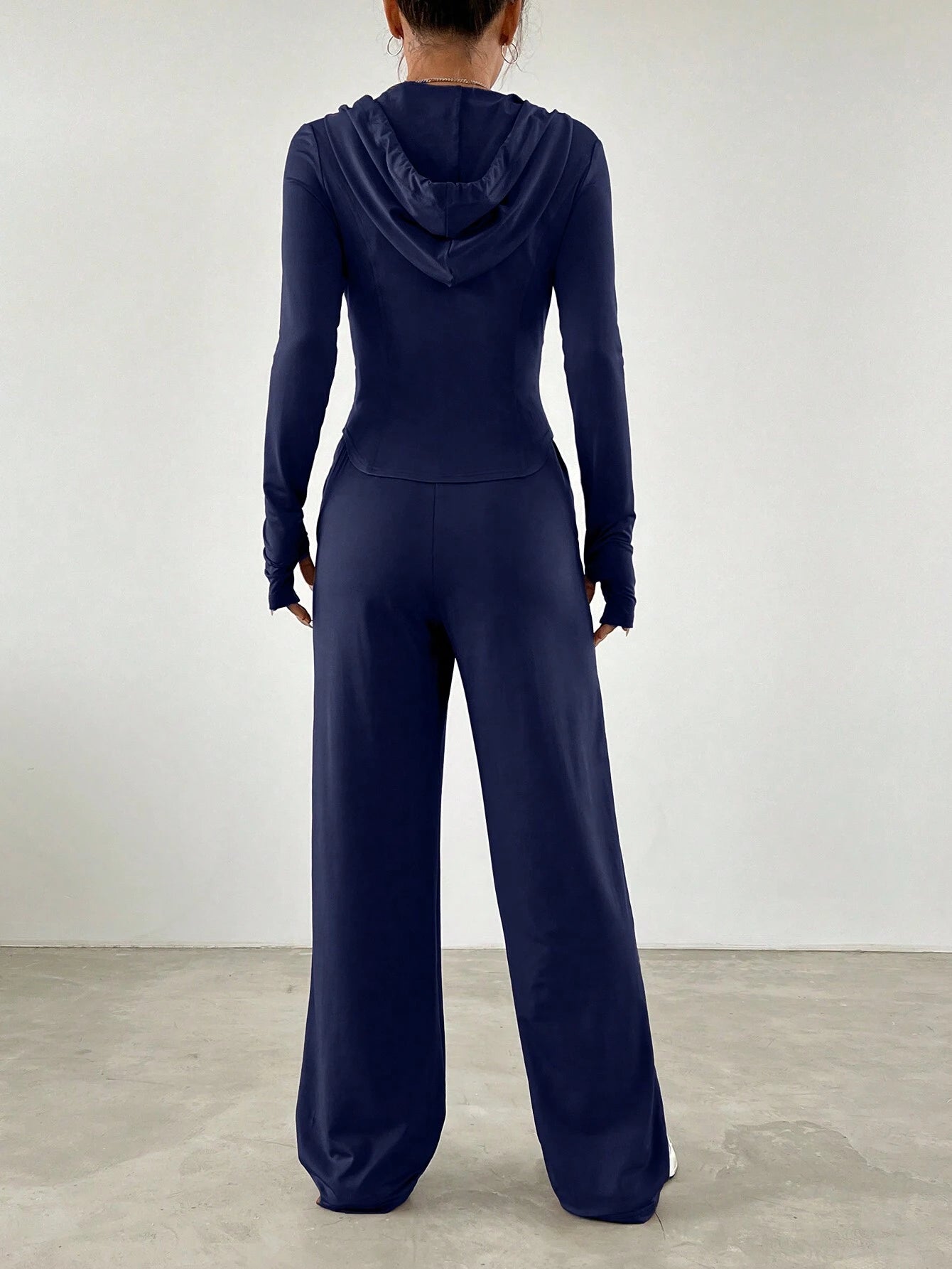 EZwear Tight-Fitting Zipper Hoodie And Straight Pants Casual Sports Suit