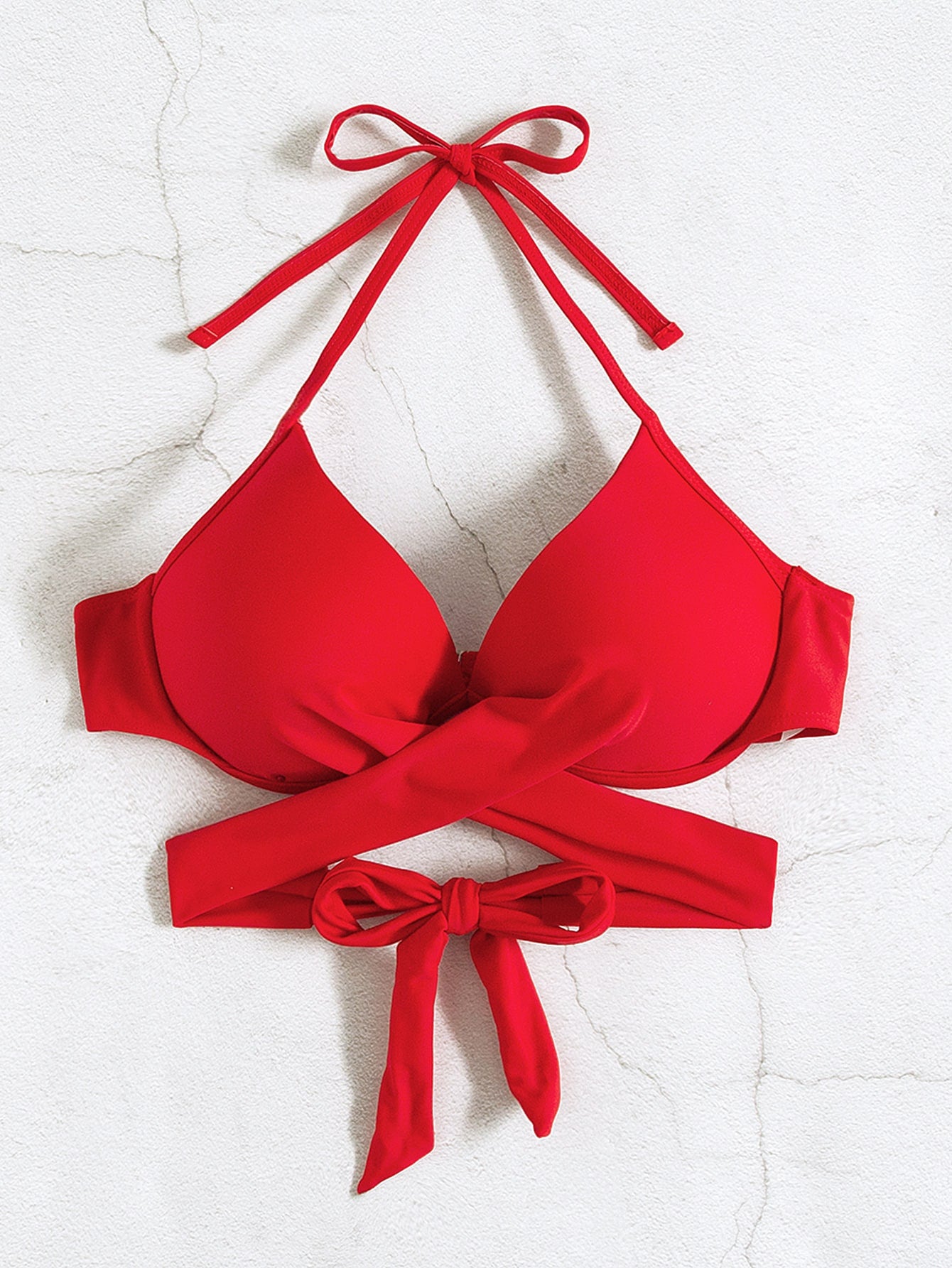 SHEIN Swim Basics Wrap Push Up Bikini Top