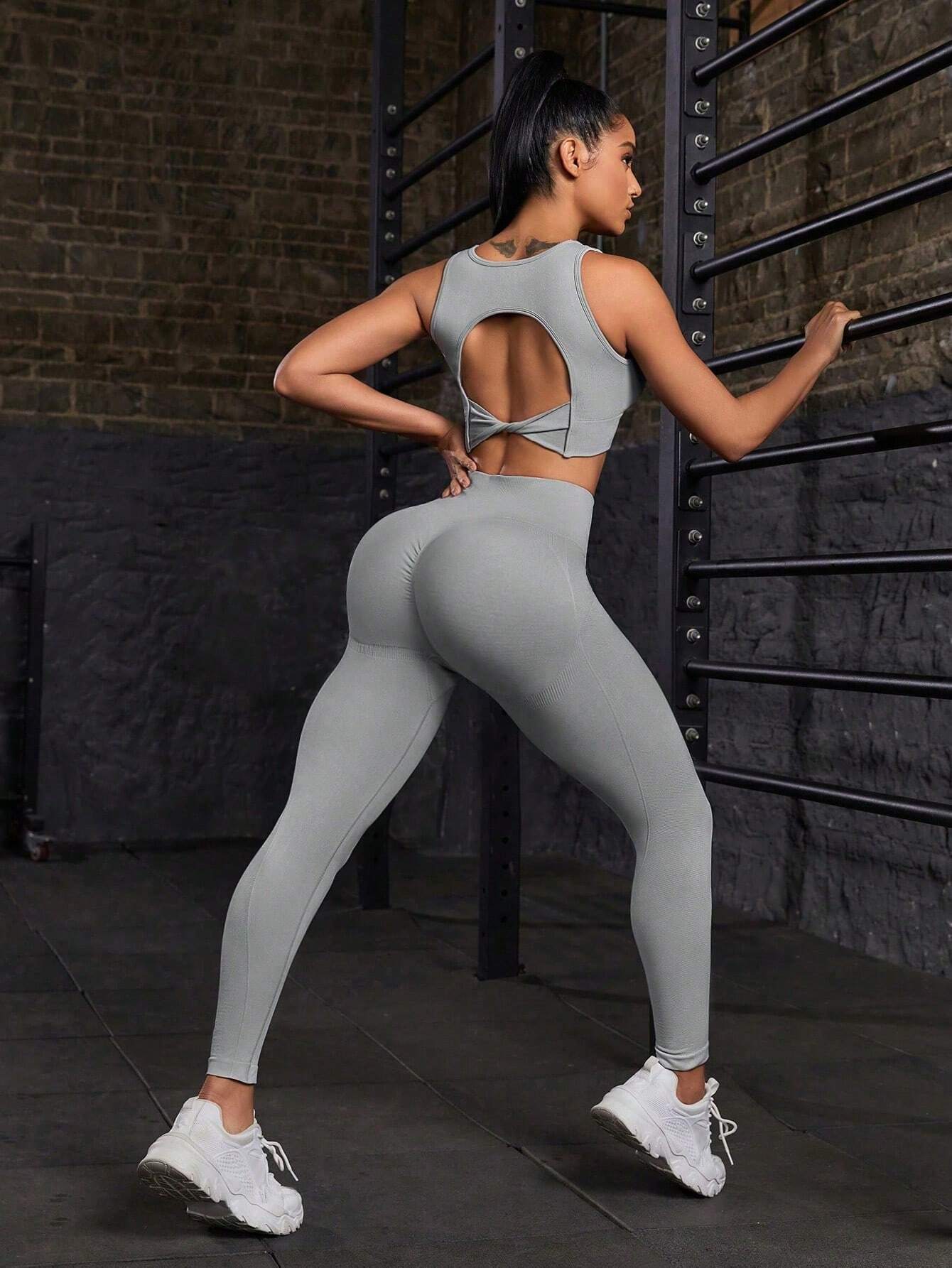 Seamless High Stretch Sports Set Grey