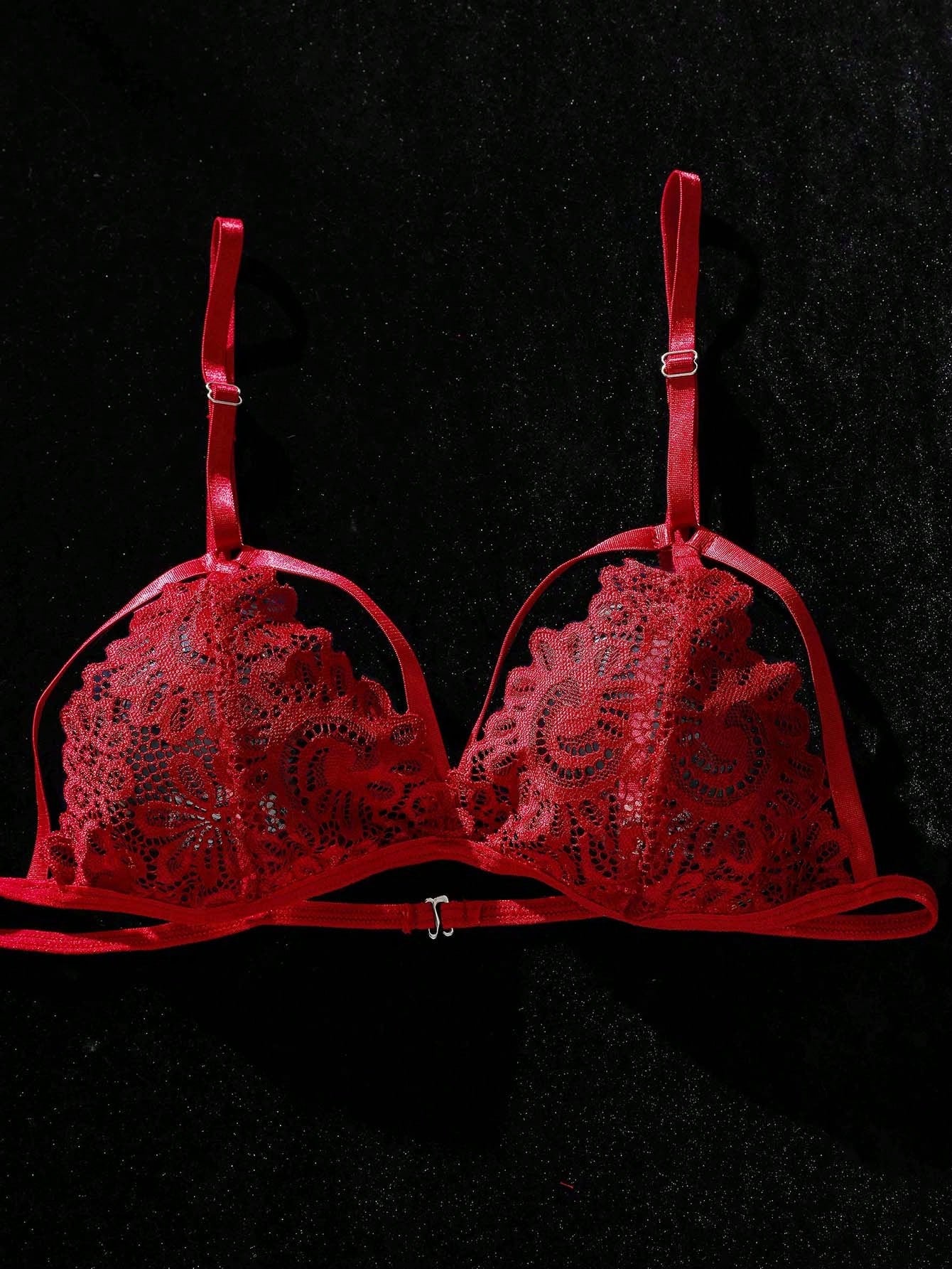 Floral Lace Harness Garter Lingerie Set