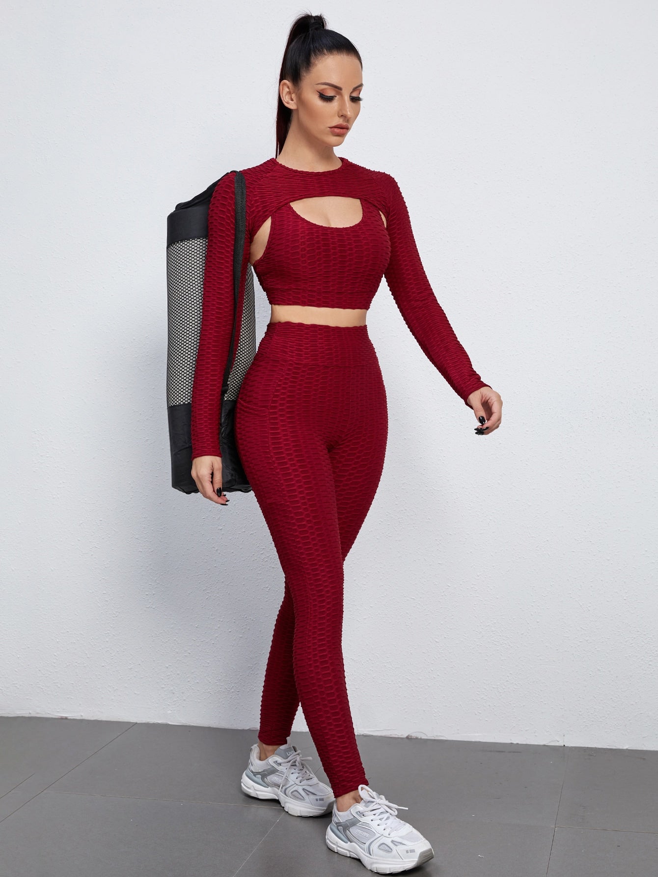 Yoga Basic 3pcs Breathable Softness Honeycomb Textured Sports Set