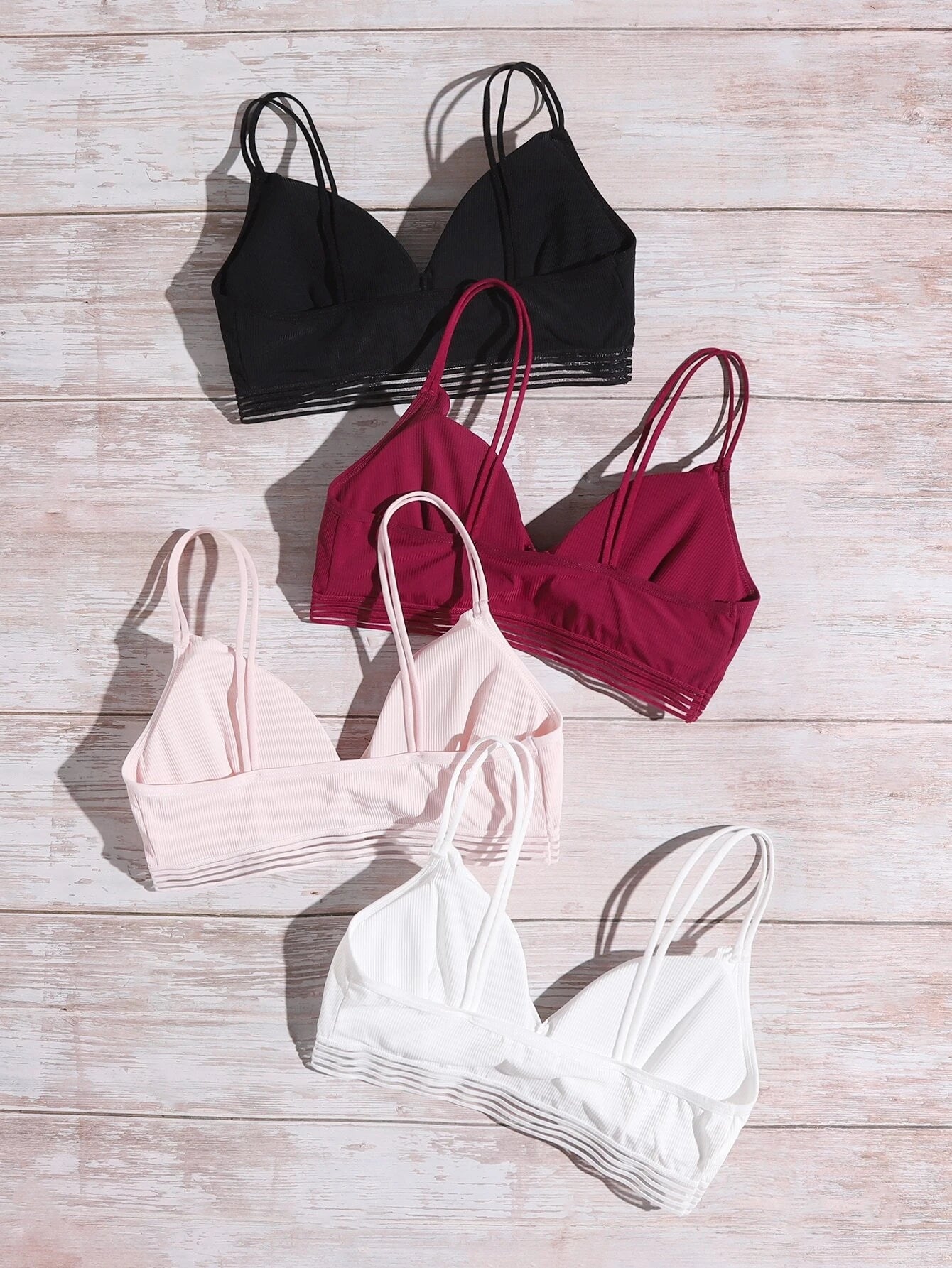 Basics 4pack Rib Mesh Trim Bra Set