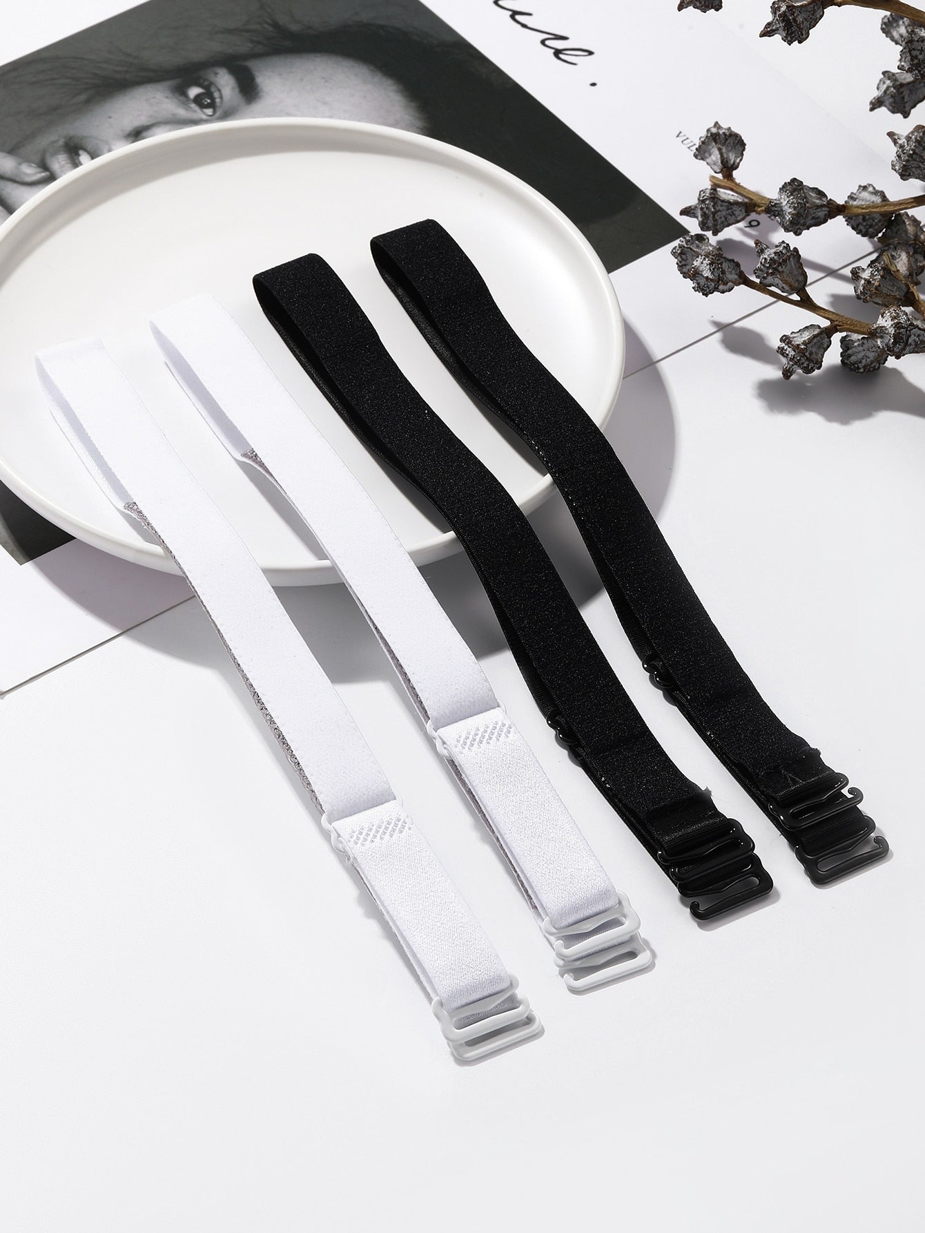 2pairs Rhinestone Letter Bra Strap