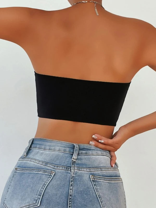 Contrast Lace Wireless Tube Bralette