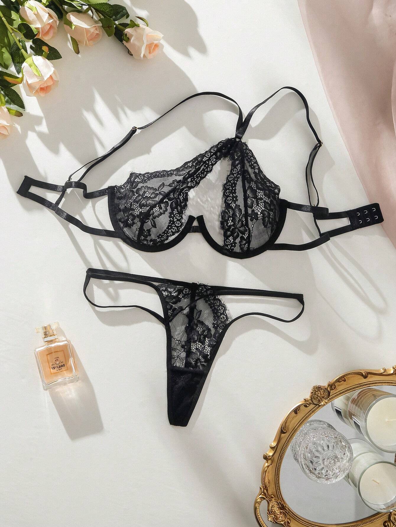 Women's Single-Shoulder Lace Sexy Lingerie Set