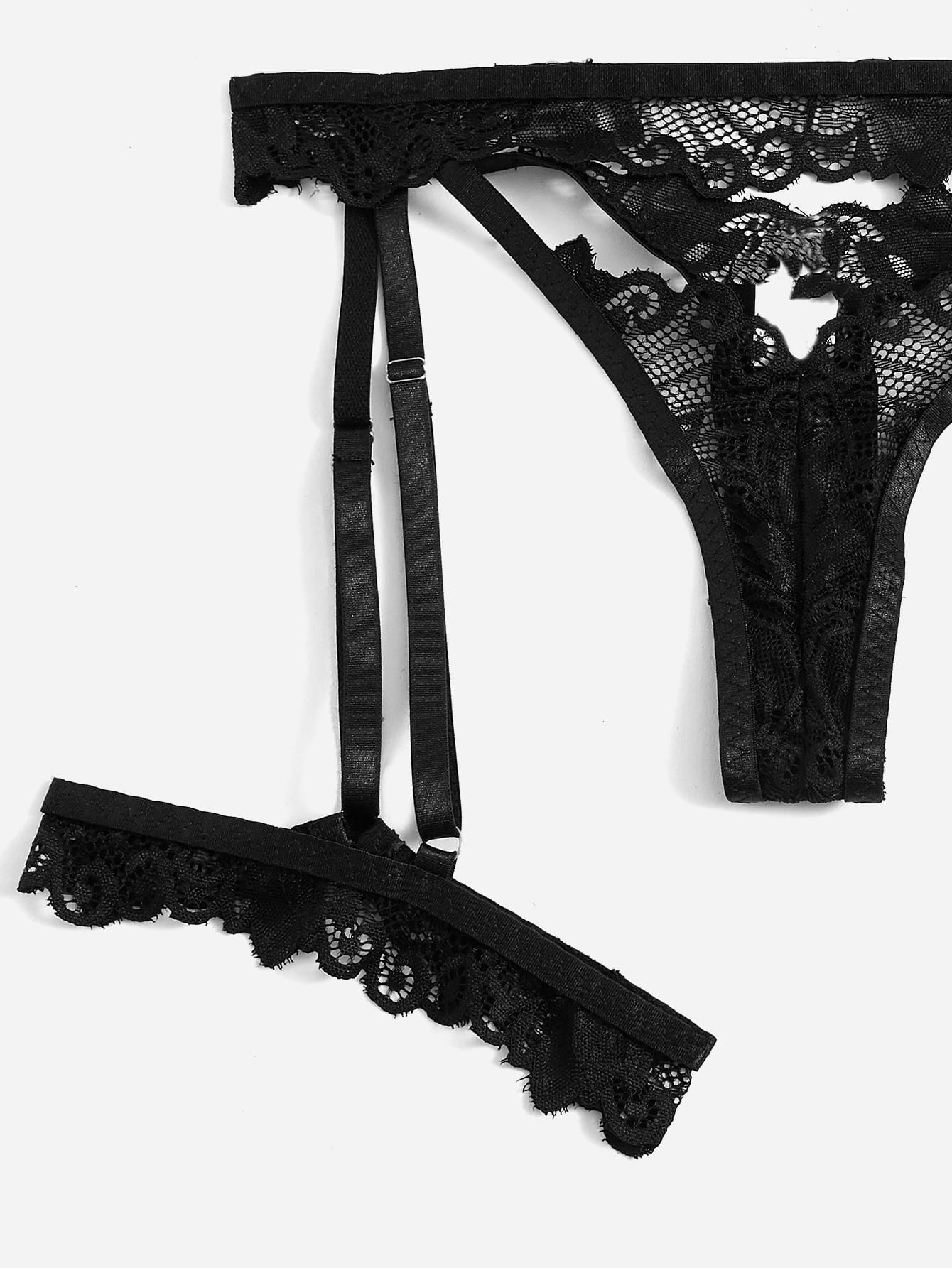 3pack Lace Garter Underwire Lingerie Set