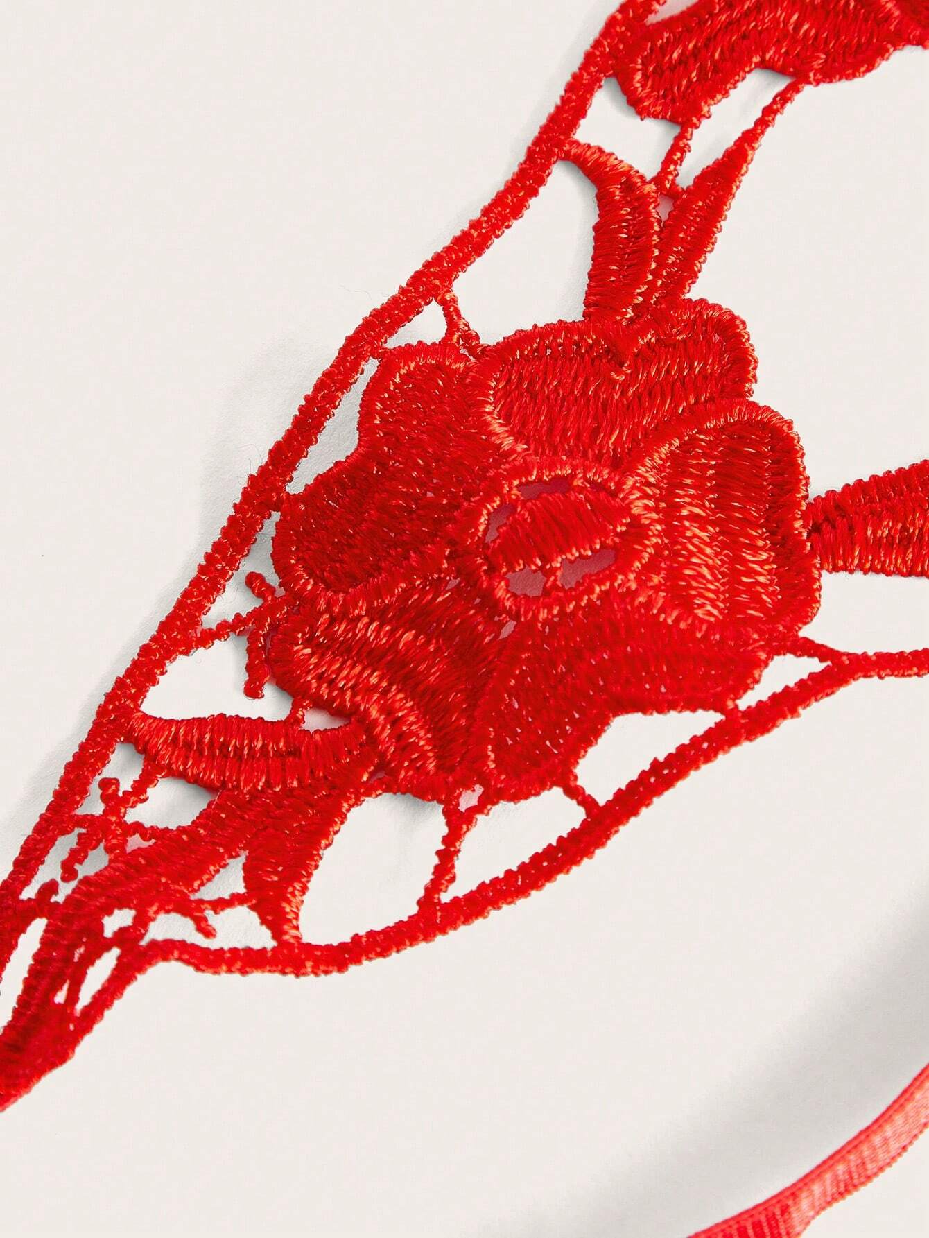 Floral Embroidery Halter Lingerie Set