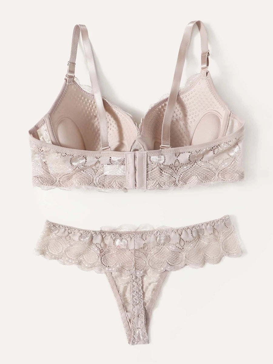Floral Lace Super Push Up Lingerie Set