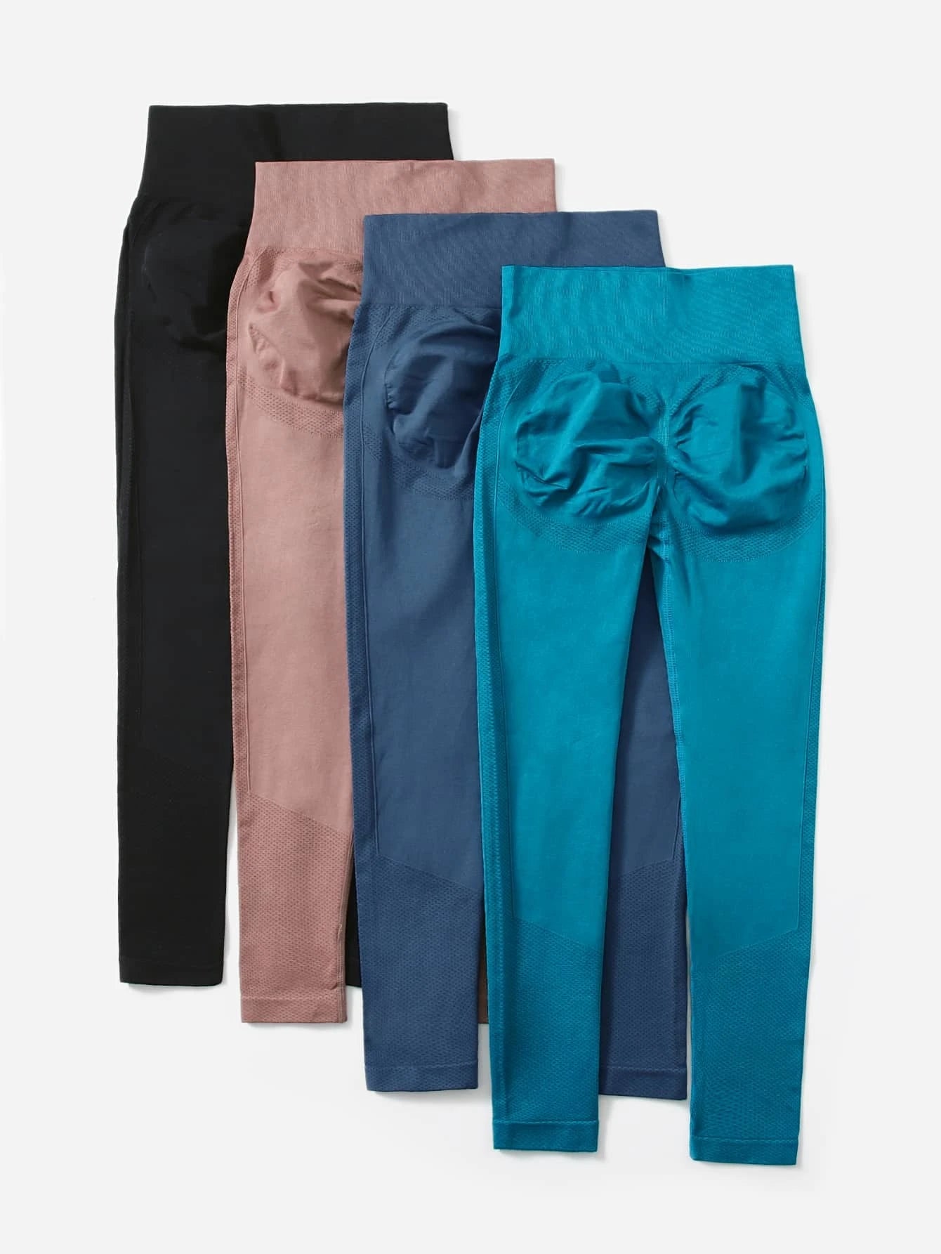 Yoga Basic 4pcs Seamless Wide Waistband Sports Leggings Multicolor 4